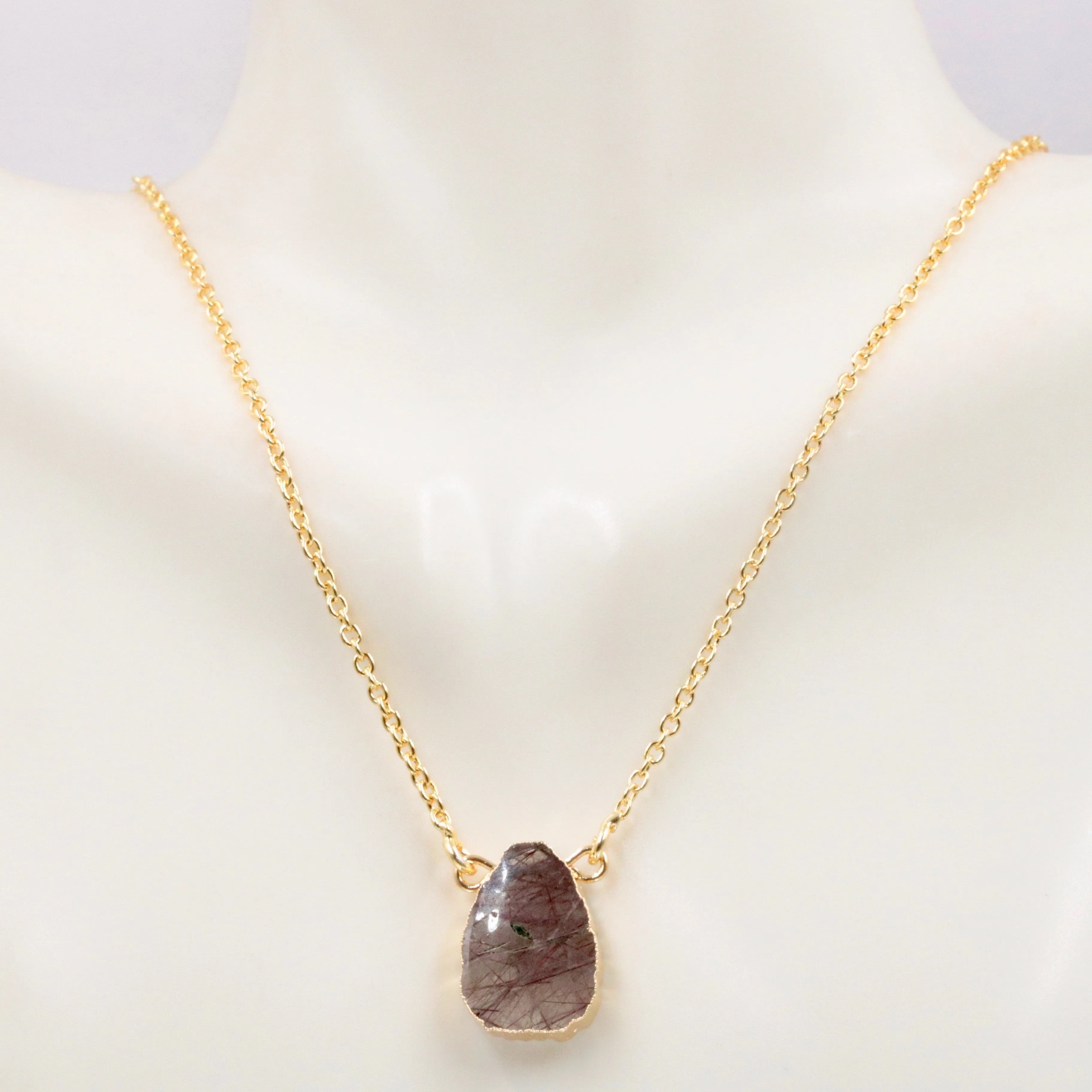 Natural Gemstone Pendant Necklace 14KY Gold Plated Necklace Chain Necklace Natural Gemstone Necklace Gold Chain Necklace SKU 6142270