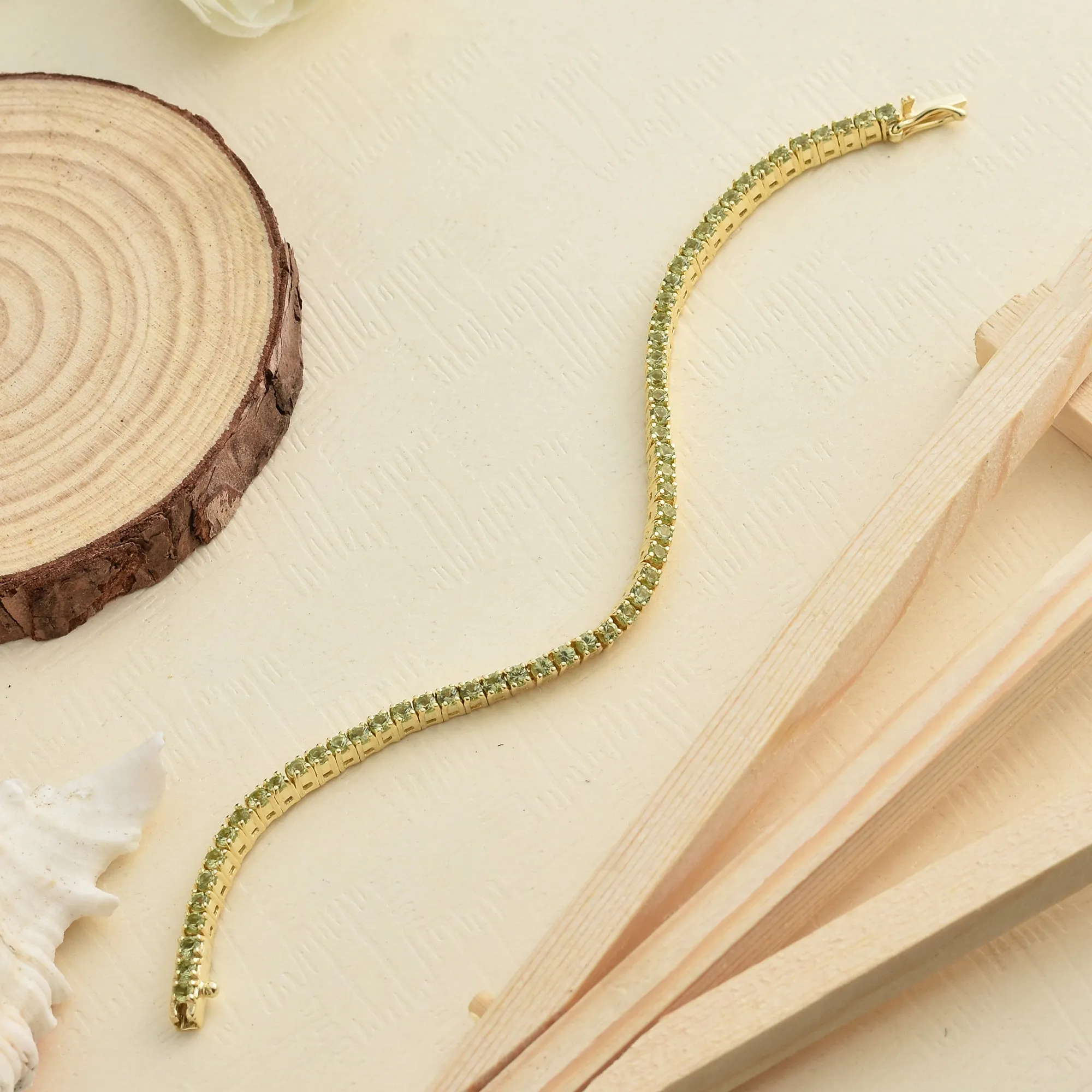 Natural Green Forest Peridot Tennis Bracelet