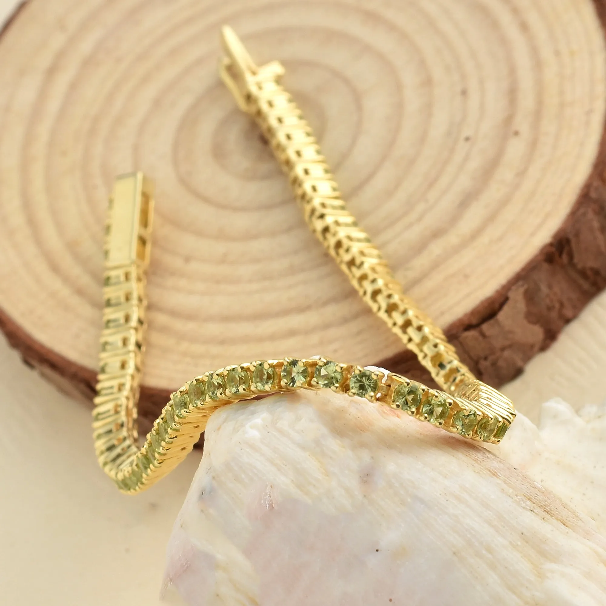 Natural Green Forest Peridot Tennis Bracelet