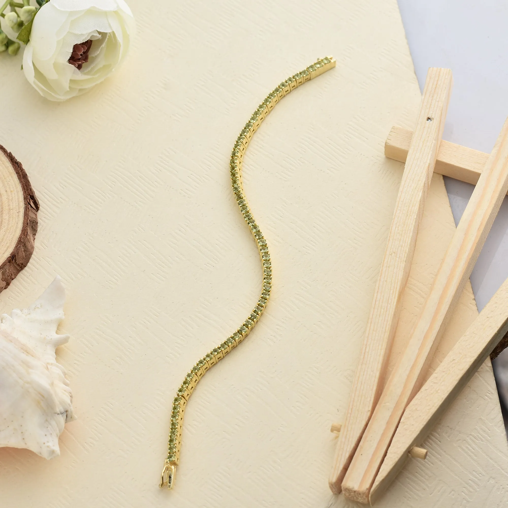 Natural Green Forest Peridot Tennis Bracelet