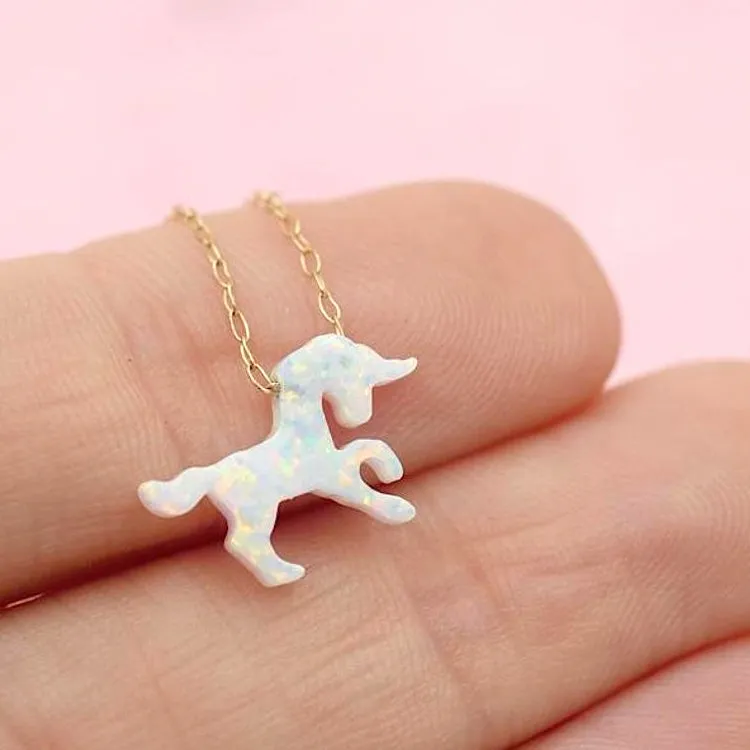 Opal Unicorn Necklace