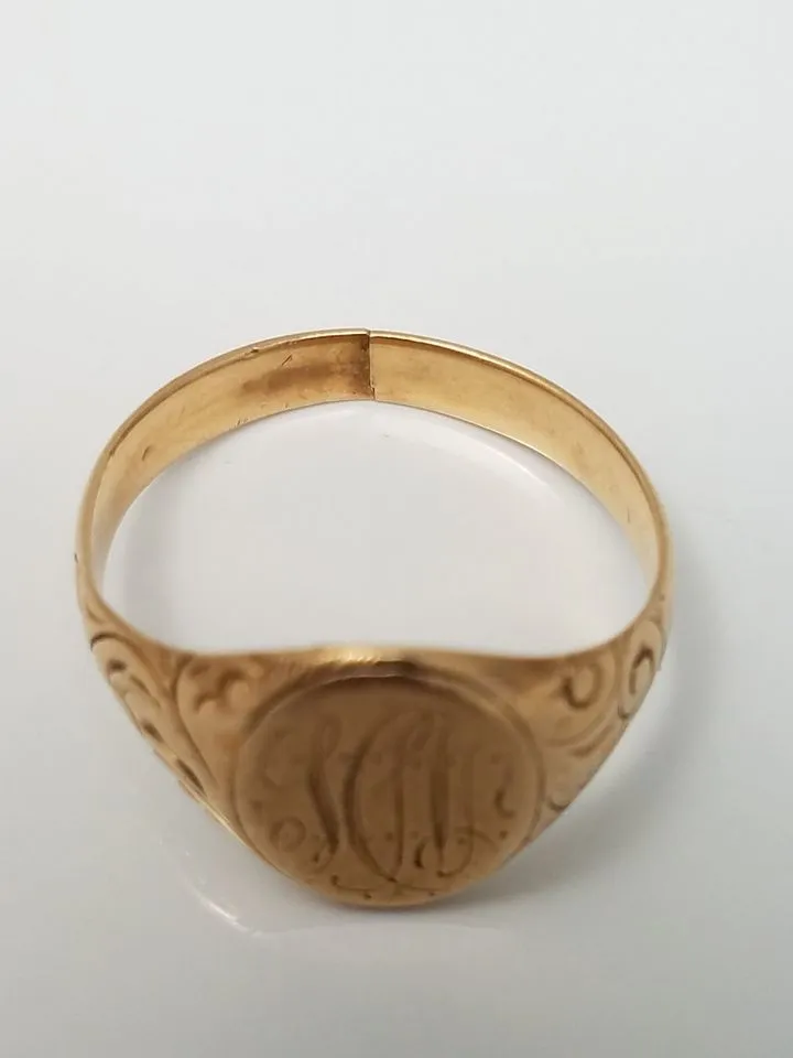 Ornate Early 1900's 10k Yellow Gold Signet Ring