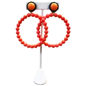 Pair Of French Orange Bead Hoop Earrings