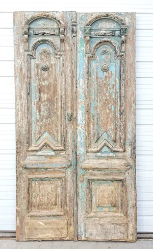 Pair of Ornate Antique Wood Carved Doors