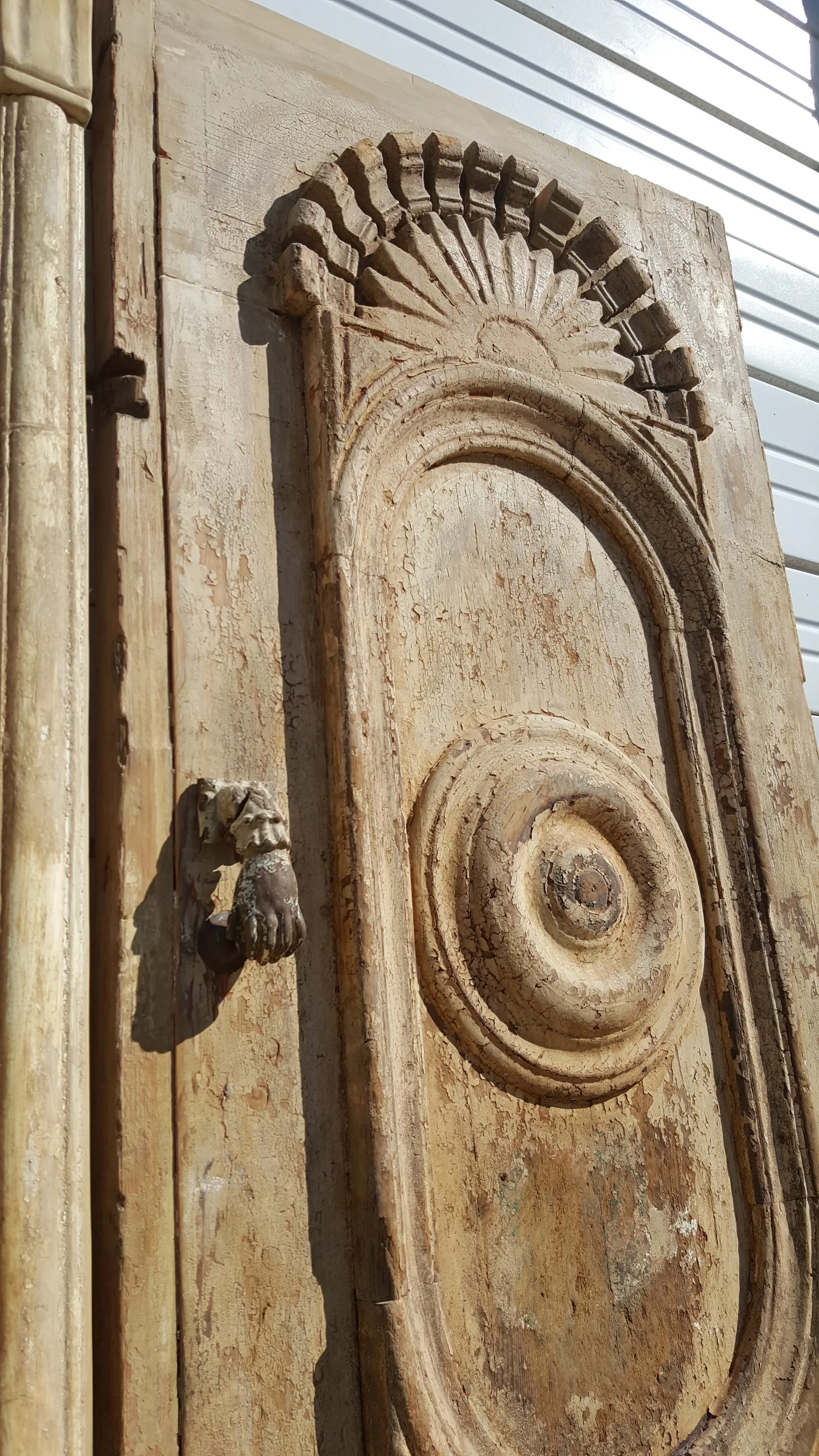 Pair of Ornate Egyptian Wood Carved Antique Doors
