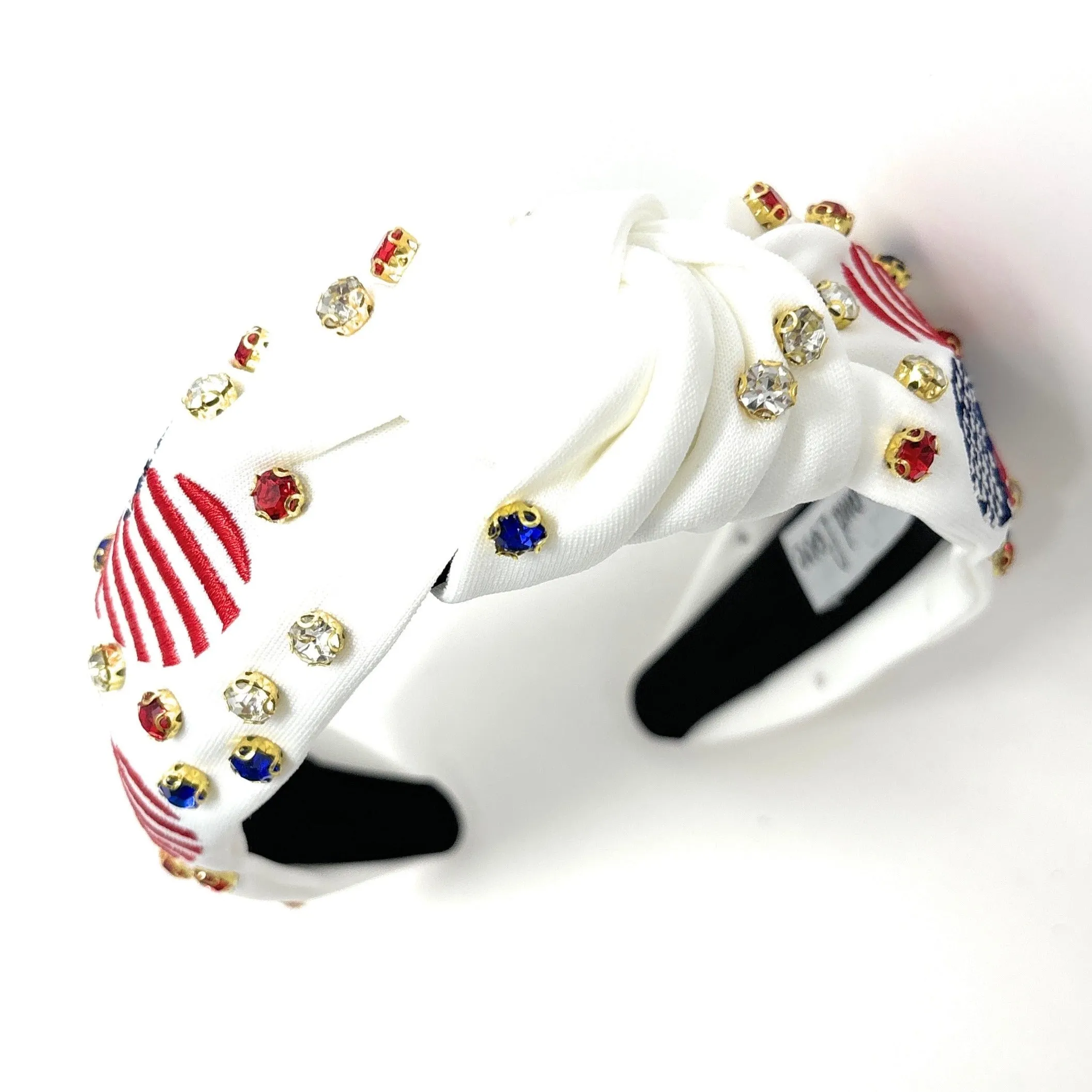 Patriotic Heart Jeweled Knot Headband