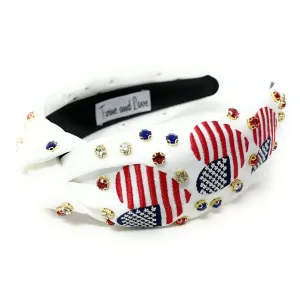 Patriotic Heart Jeweled Knot Headband