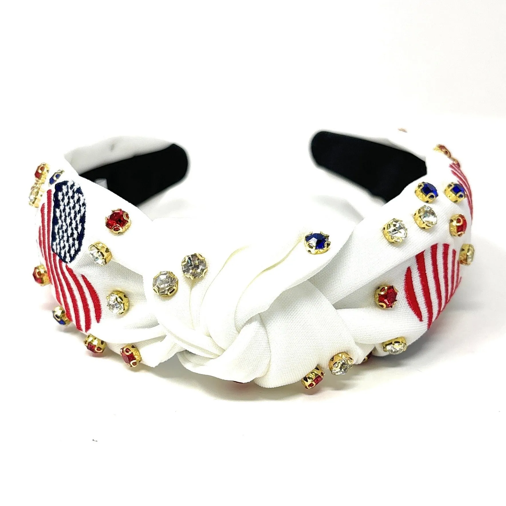Patriotic Heart Jeweled Knot Headband