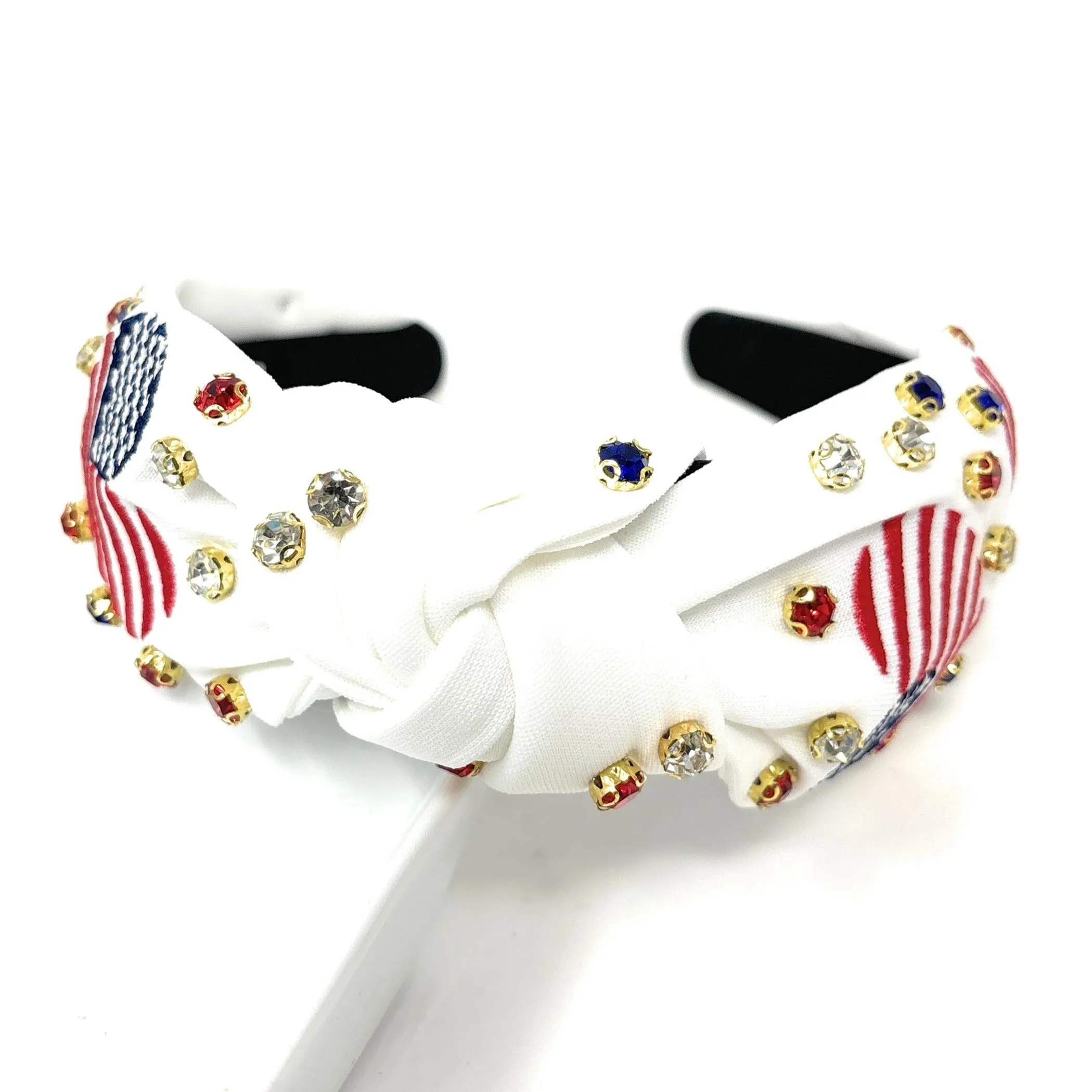 Patriotic Heart Jeweled Knot Headband