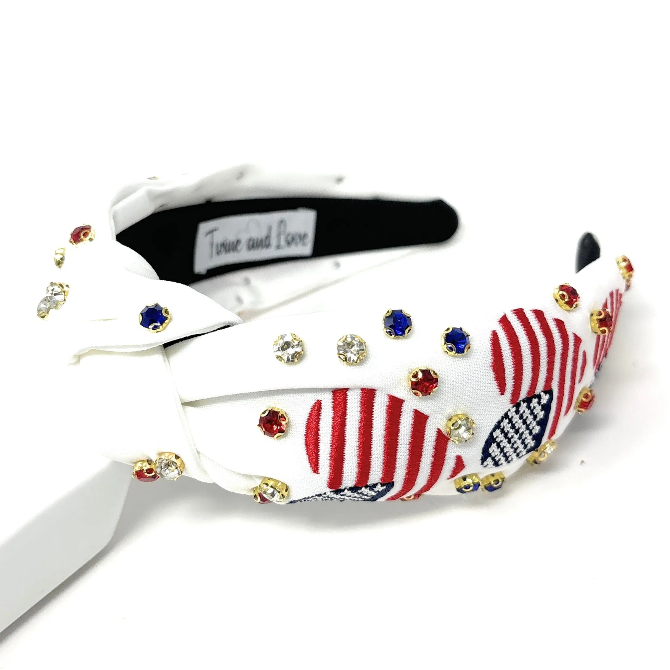 Patriotic Heart Jeweled Knot Headband