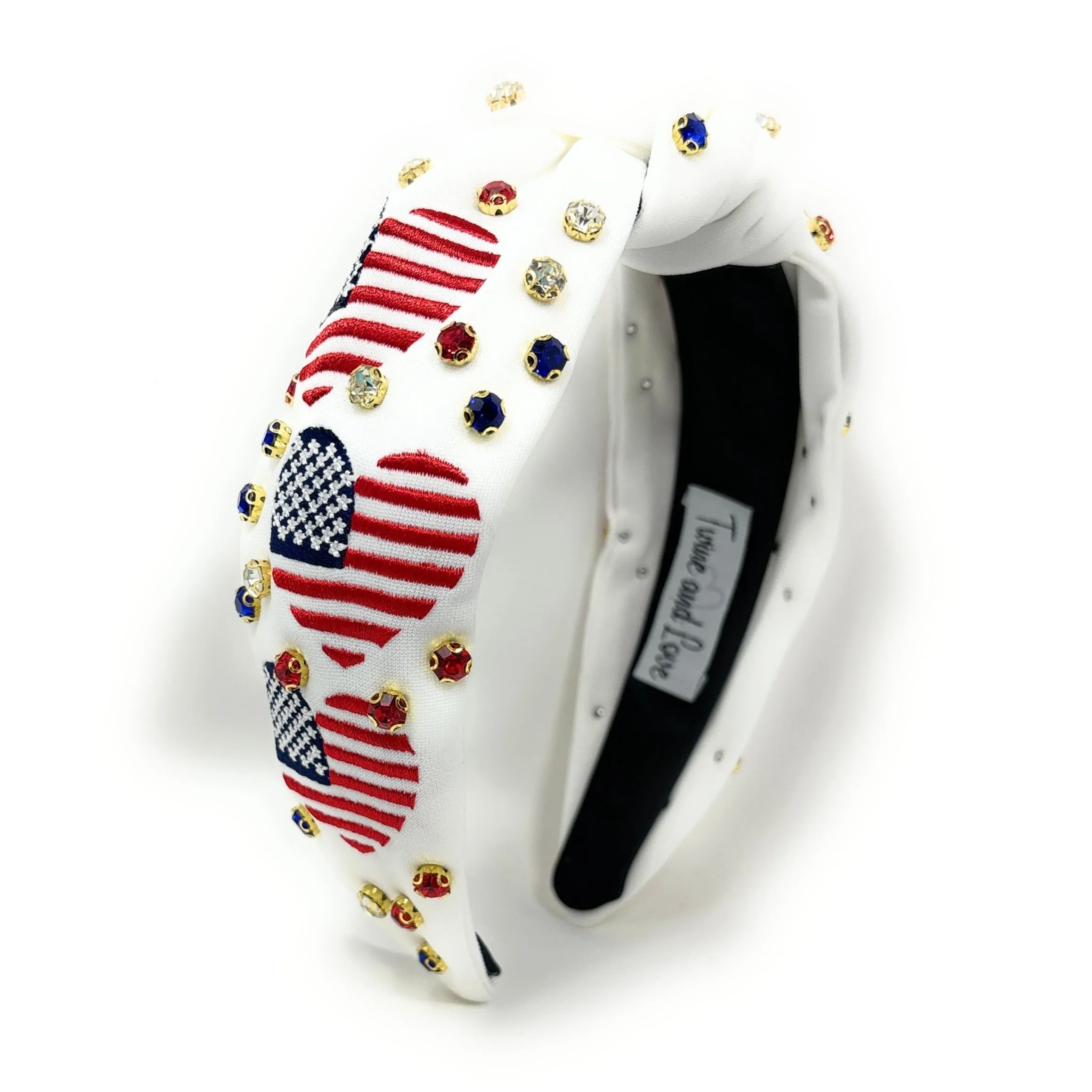 Patriotic Heart Jeweled Knot Headband