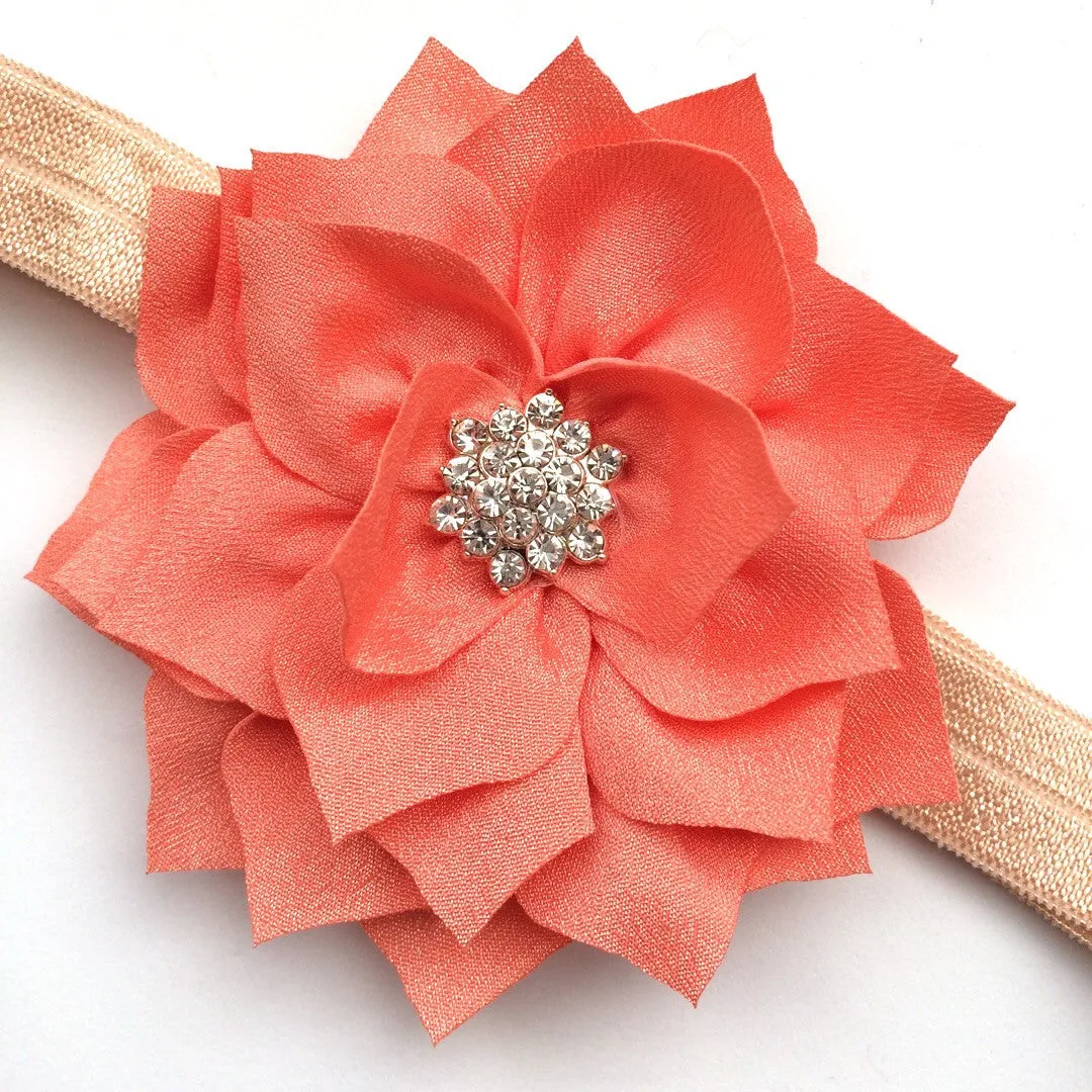 Peach Pointsettia Headband