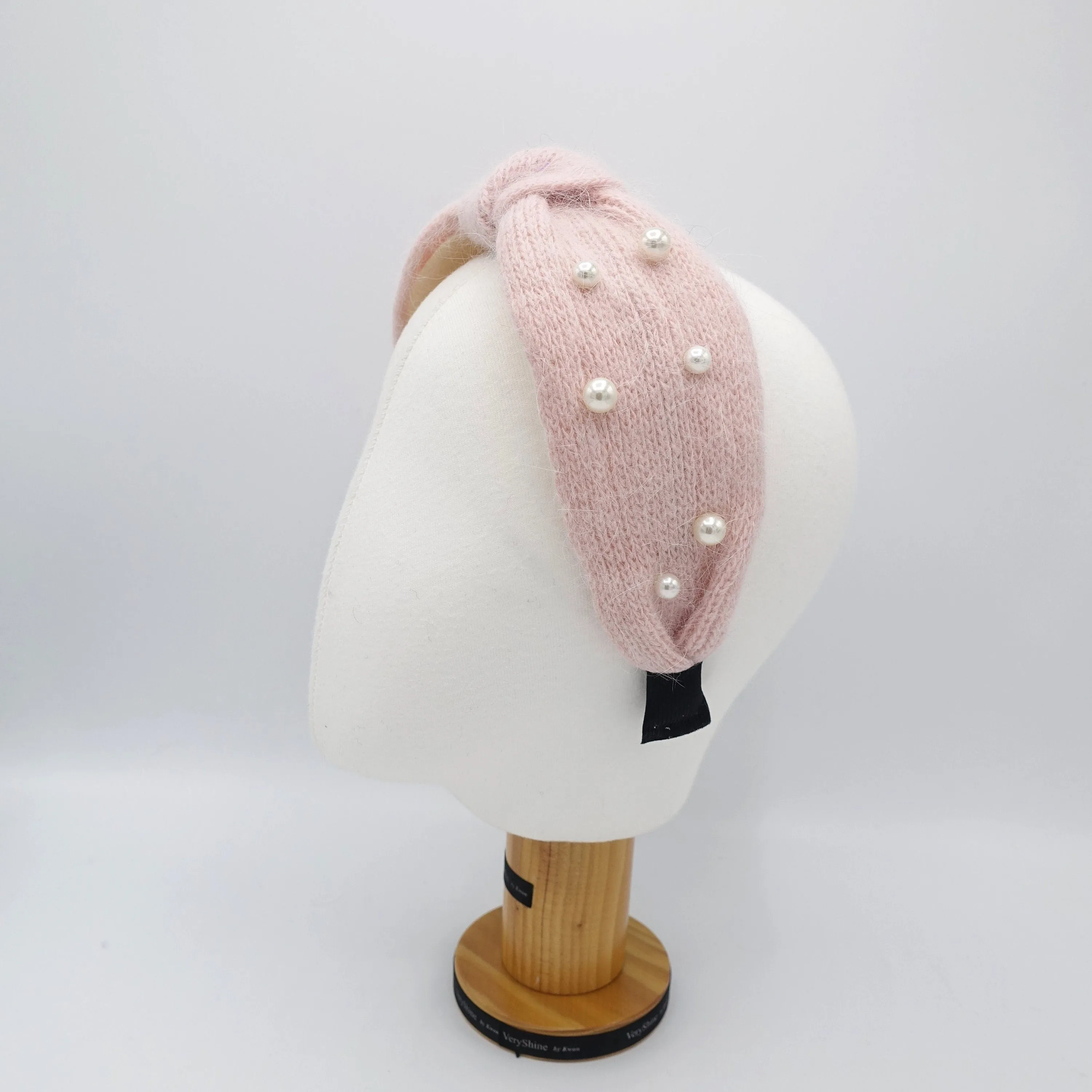 pearl angora knot headband hair accessory for women