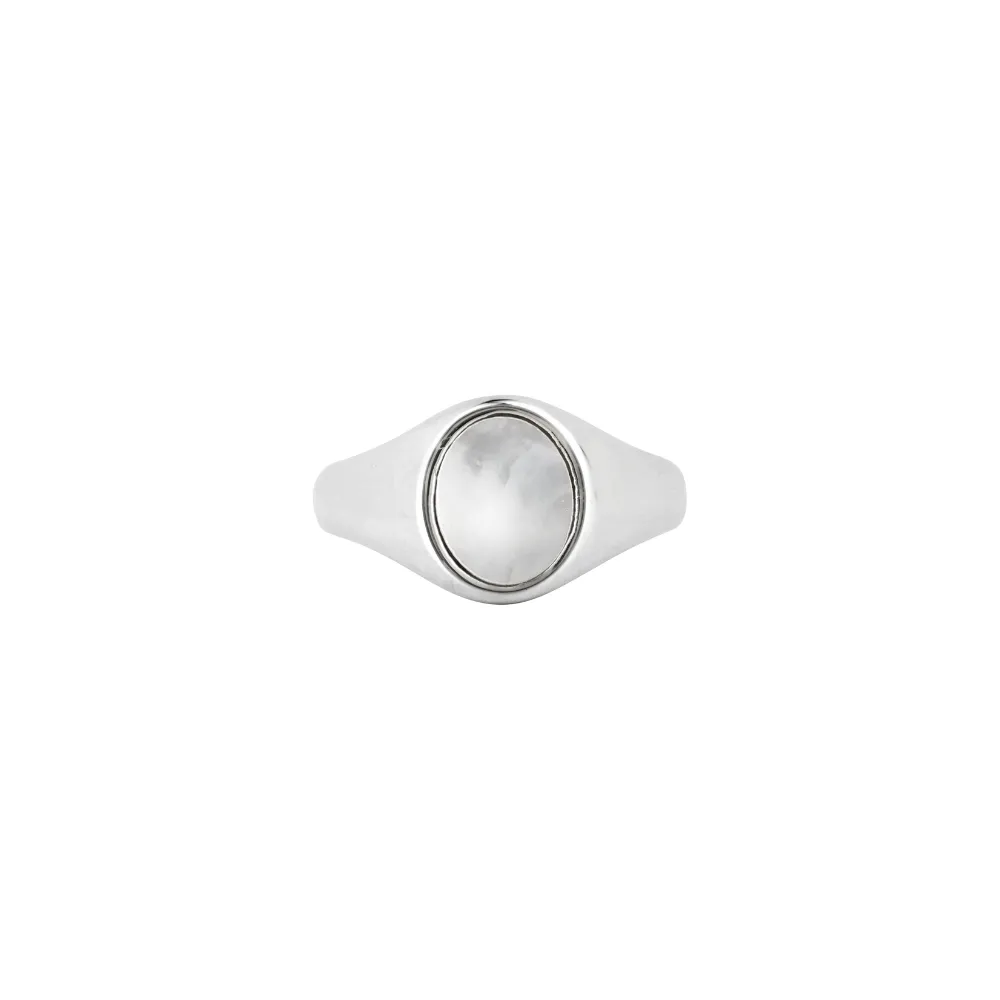 Pearl Signet Ring - Silver