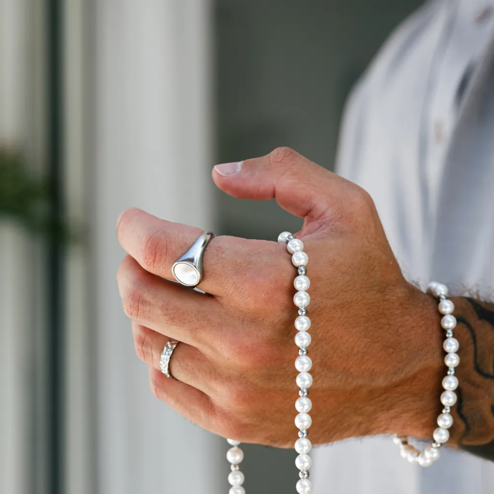 Pearl Signet Ring - Silver