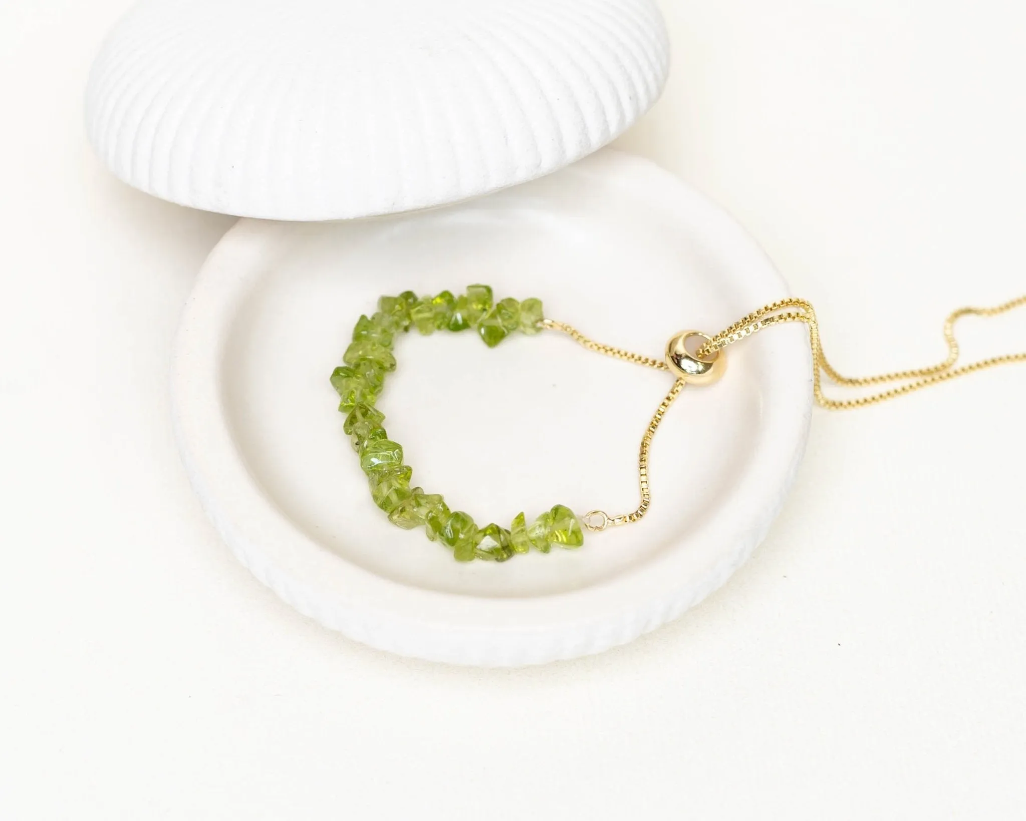 Peridot Chips With Golden Chain