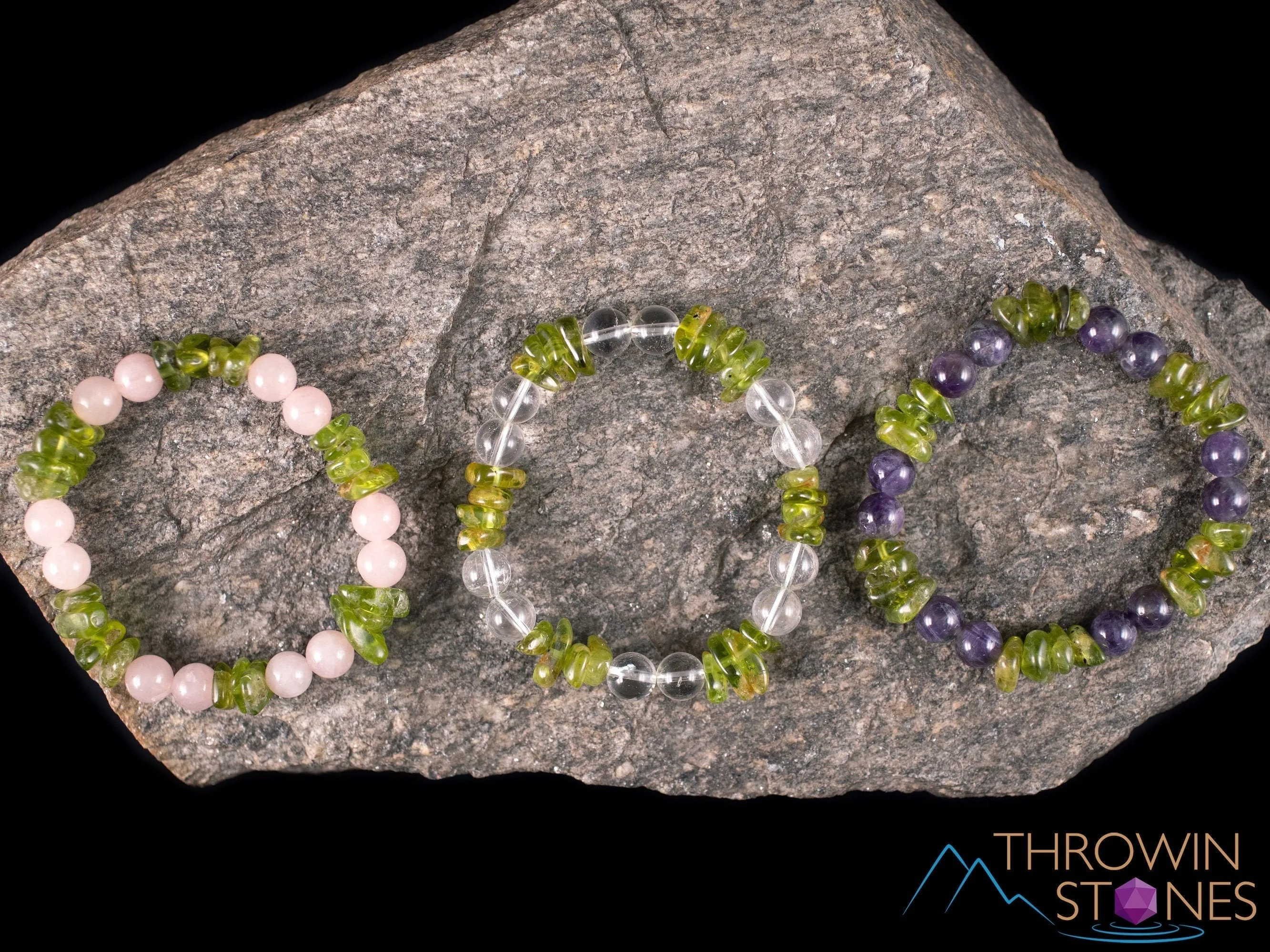 PERIDOT Crystal Bracelet - Amethyst, Rose or Clear Quartz - Beaded Birthstone Bracelet, Handmade Jewelry, Healing Crystal Bracelet, E2014