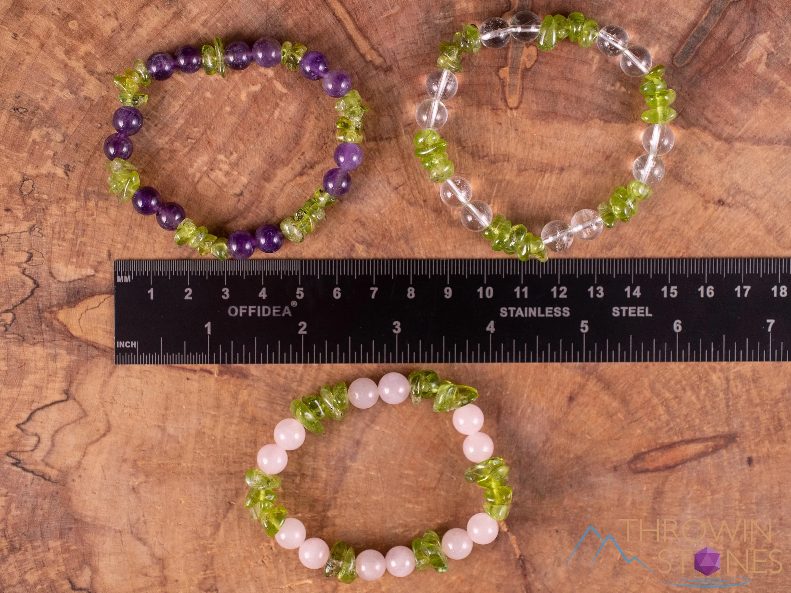 PERIDOT Crystal Bracelet - Amethyst, Rose or Clear Quartz - Beaded Birthstone Bracelet, Handmade Jewelry, Healing Crystal Bracelet, E2014