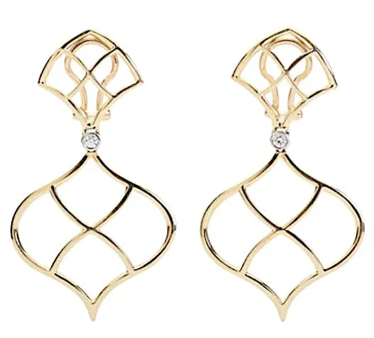 Peridot Flower Diamond Cluster Earrings