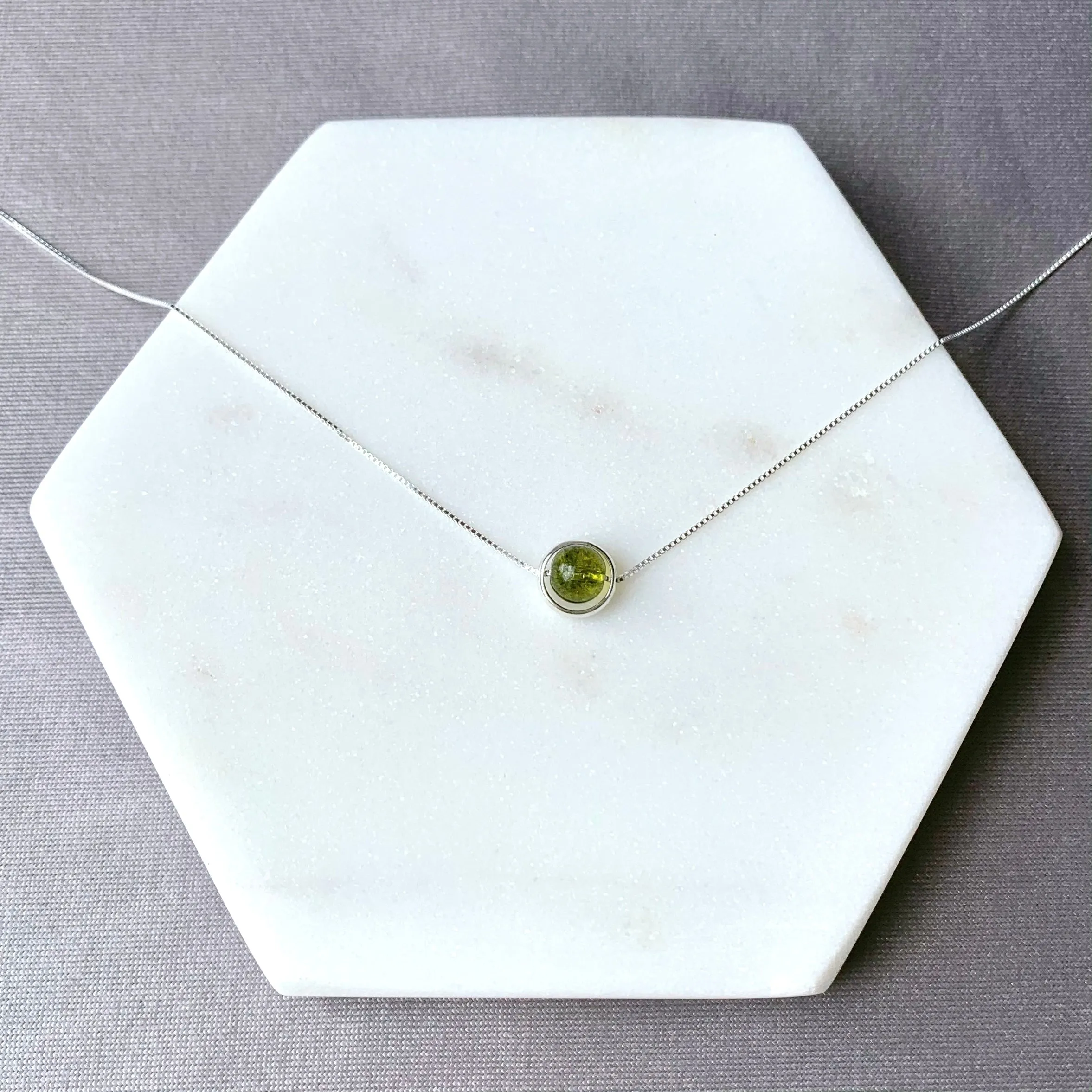 Peridot Minimalist Sterling Silver Necklace