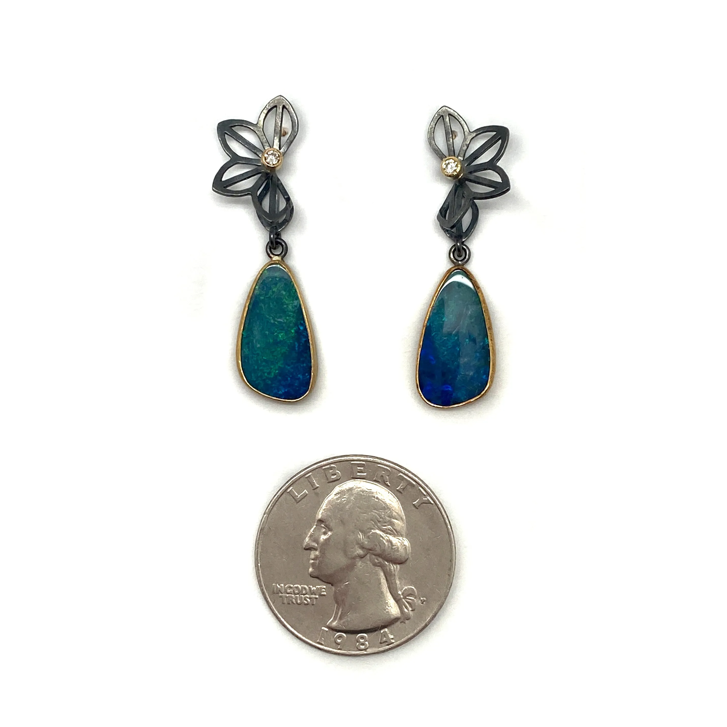 Petite Anise Fold Opal Earrings