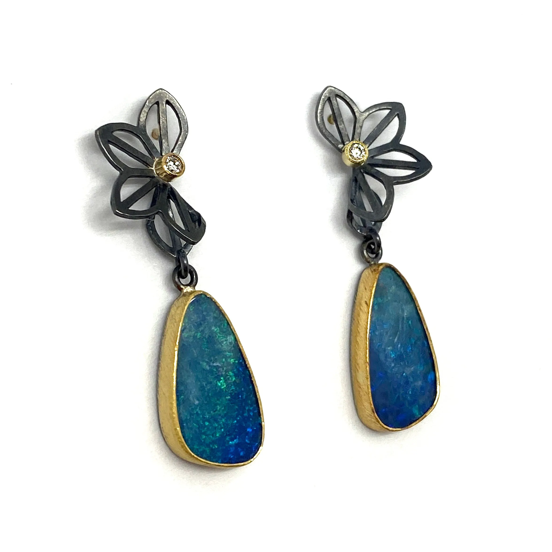 Petite Anise Fold Opal Earrings