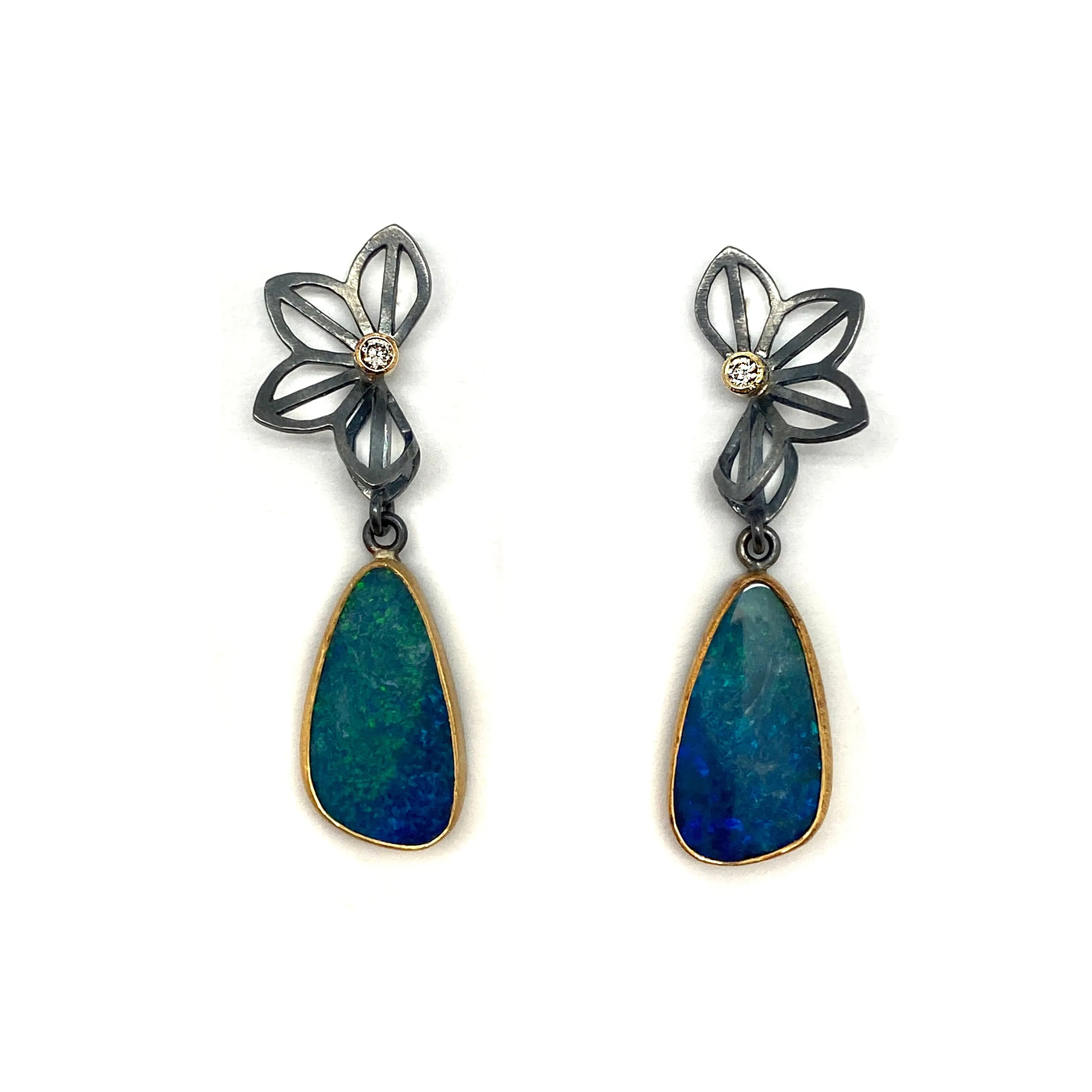 Petite Anise Fold Opal Earrings