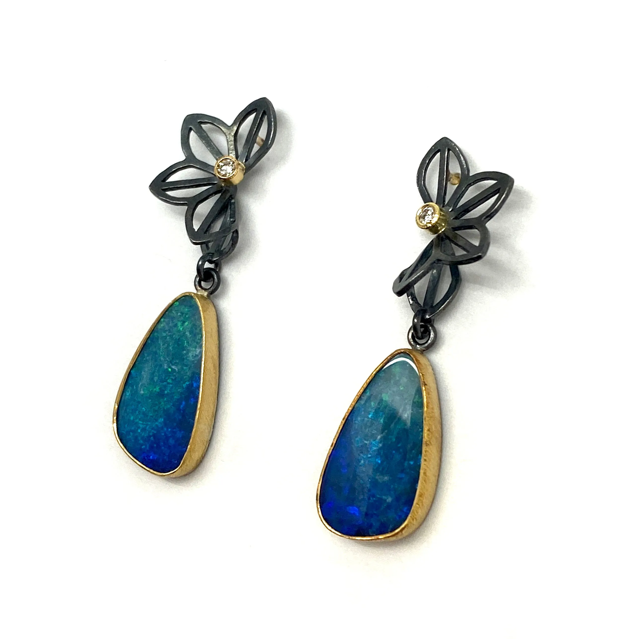 Petite Anise Fold Opal Earrings