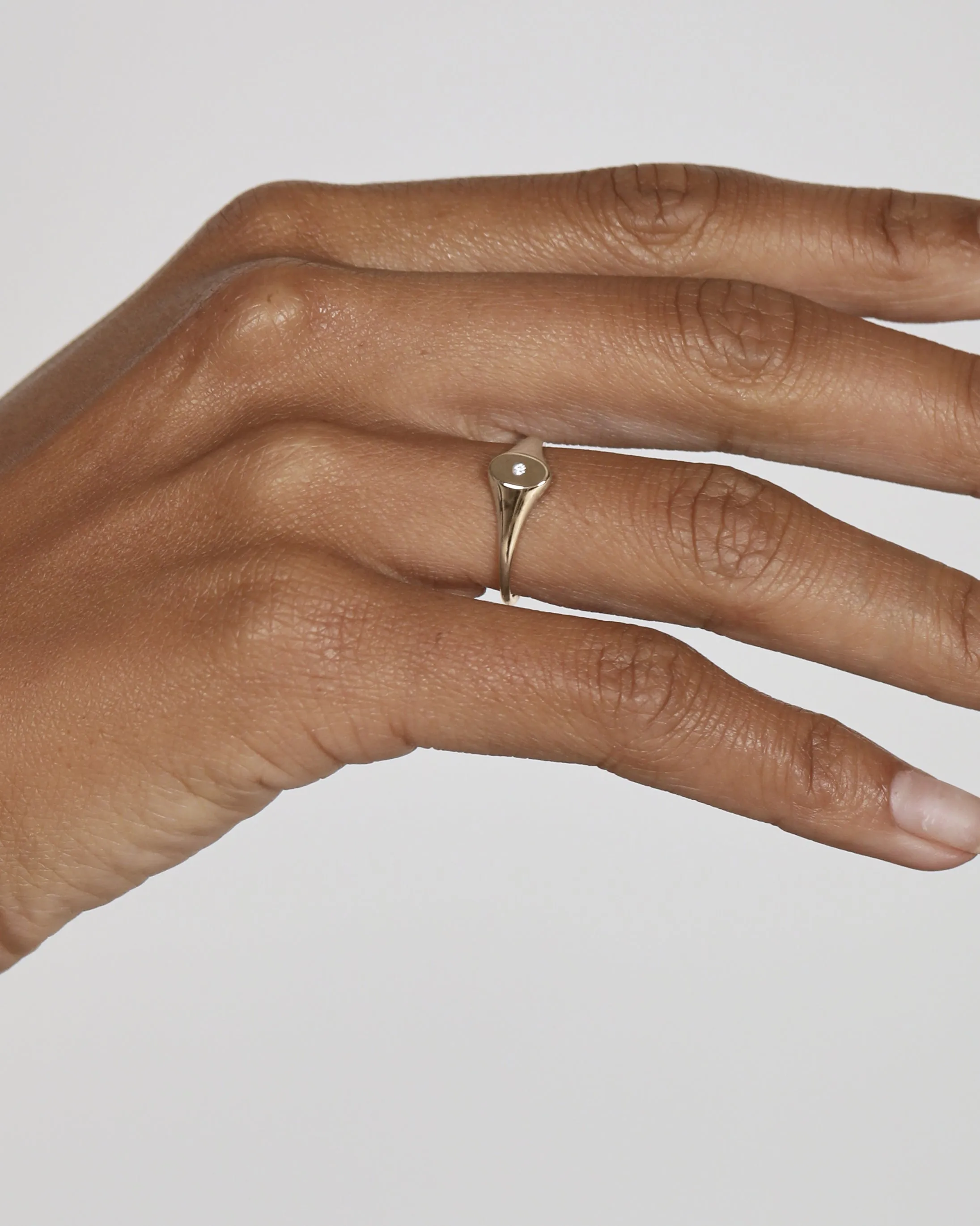 Petite Oval Diamond Signet