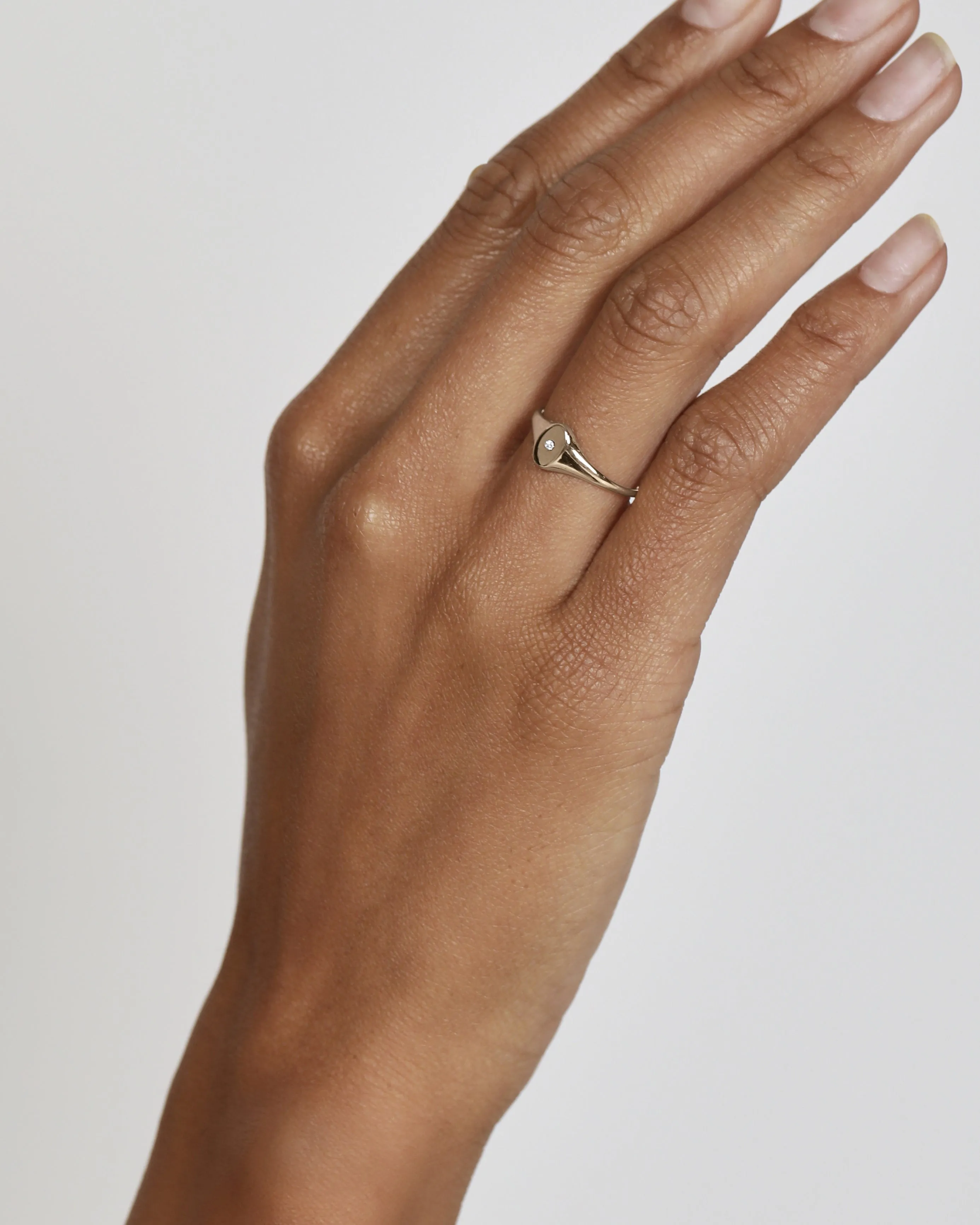 Petite Oval Diamond Signet
