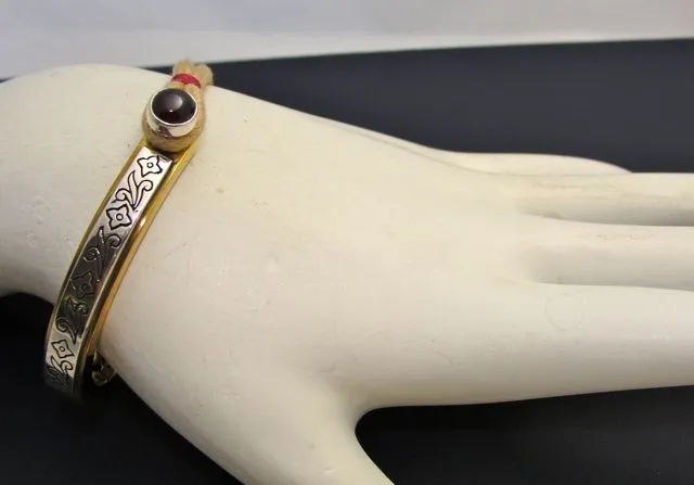 Peyote Bird Endless Spring Silver and Garnet Bracelet