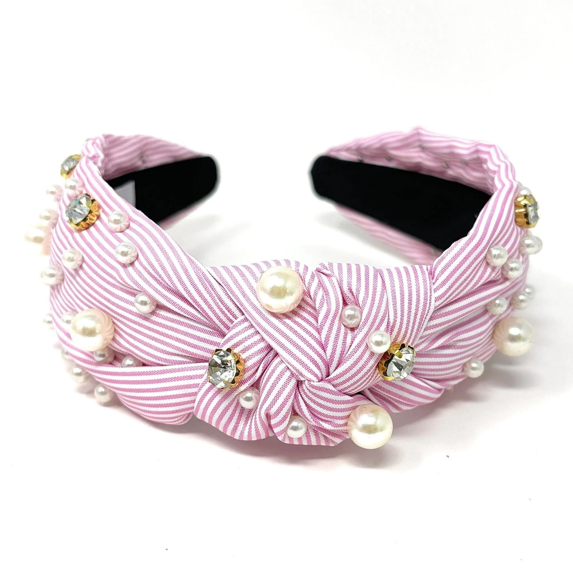 Pink Striped Knot Headband