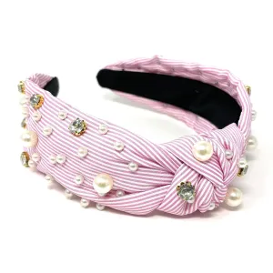 Pink Striped Knot Headband