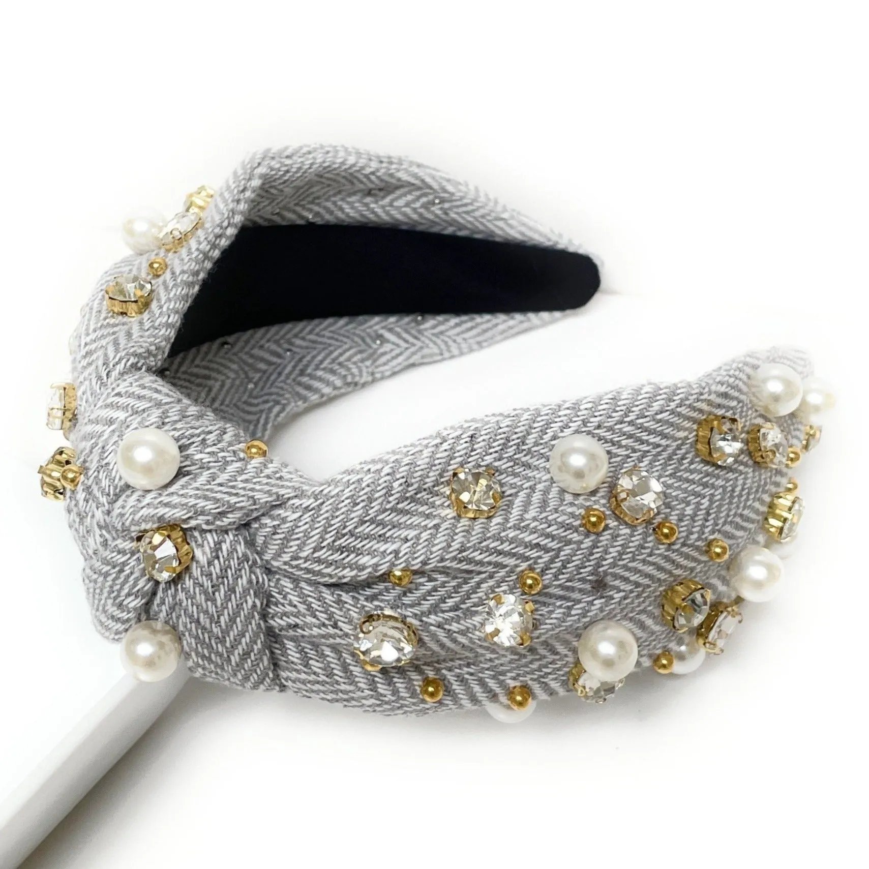 Plaid Knot Jeweled Headband