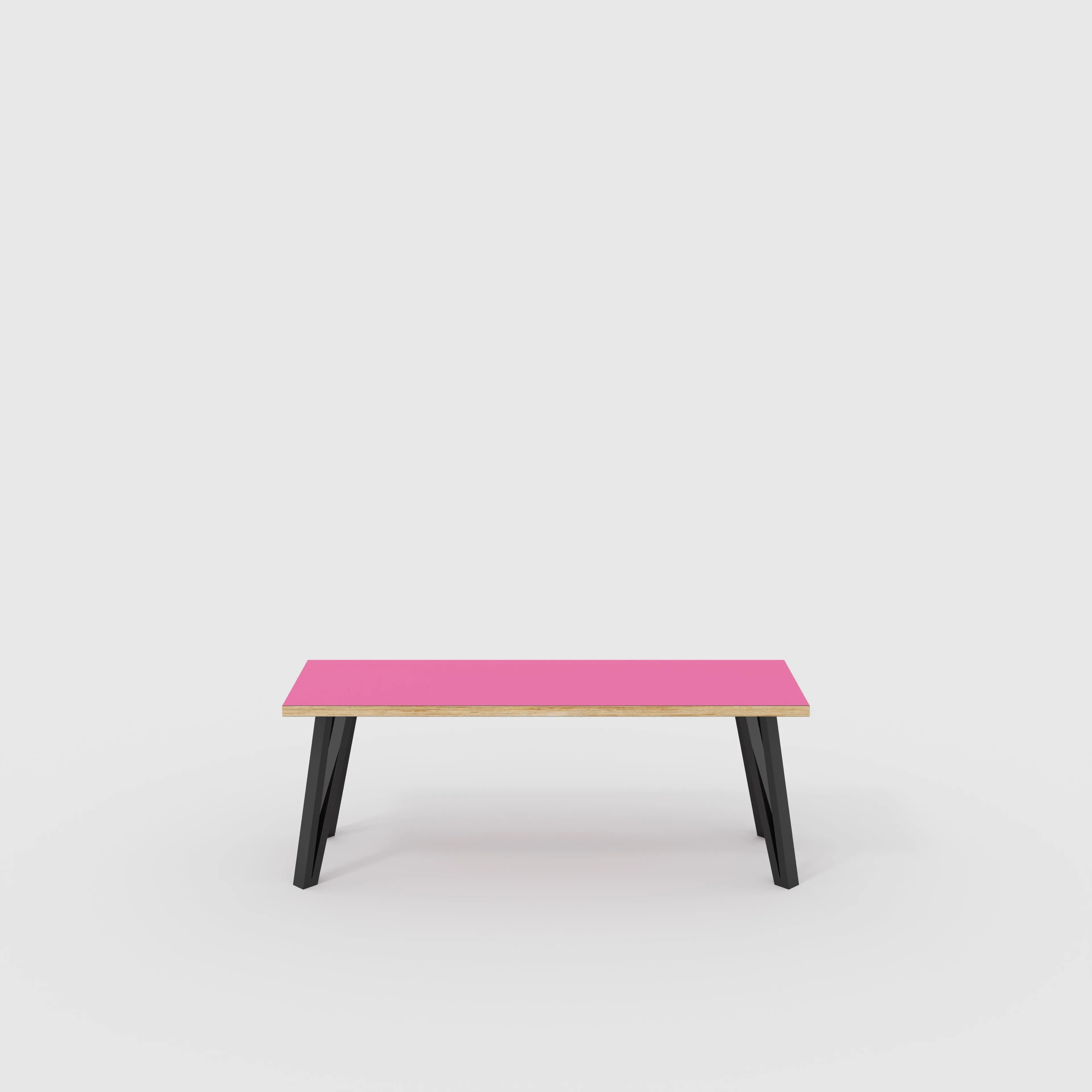 Plywood Bench Seat with Black Box Hairpin Legs - Formica Juicy Pink - 1200(w) x 400(d) x 450(h)