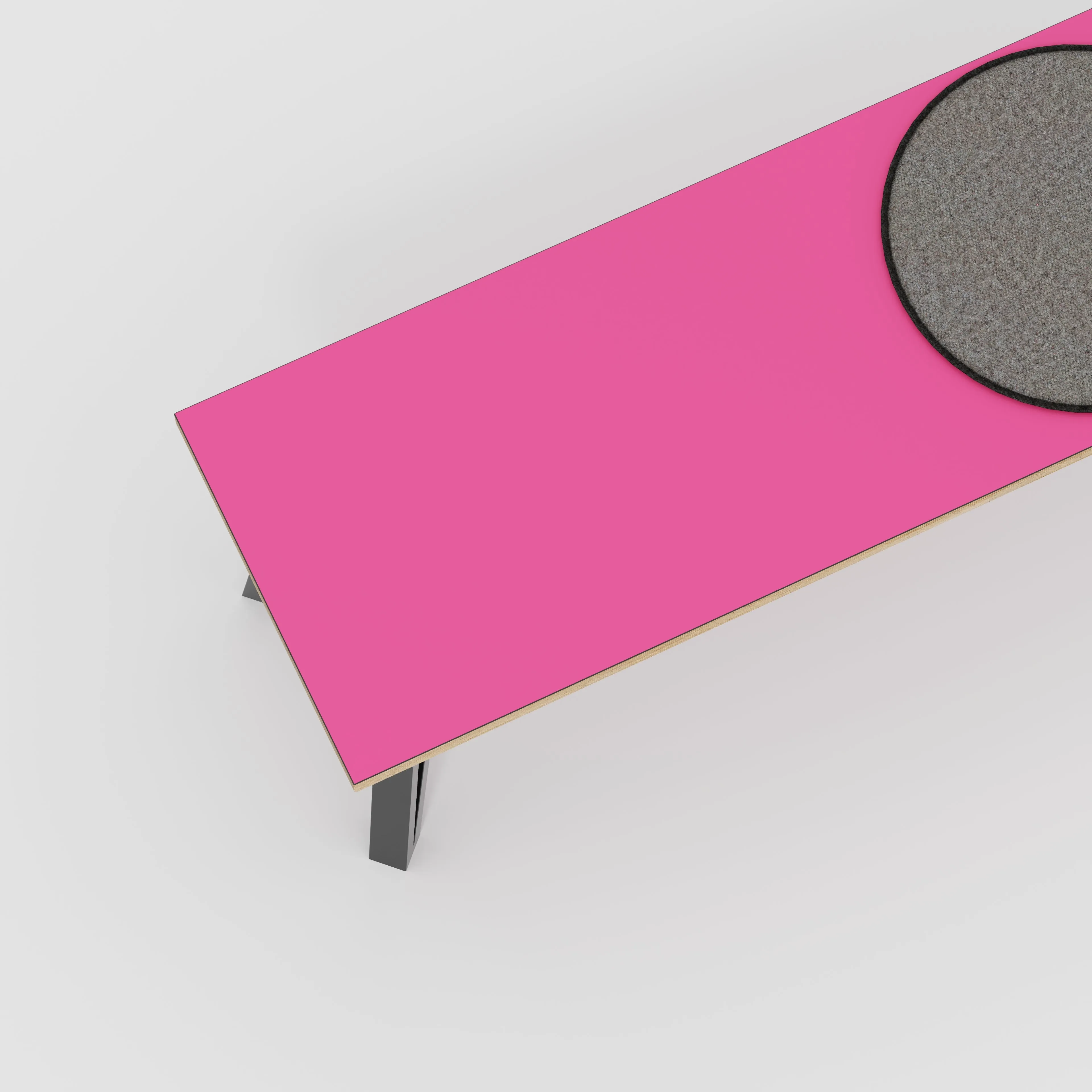 Plywood Bench Seat with Black Box Hairpin Legs - Formica Juicy Pink - 1200(w) x 400(d) x 450(h)