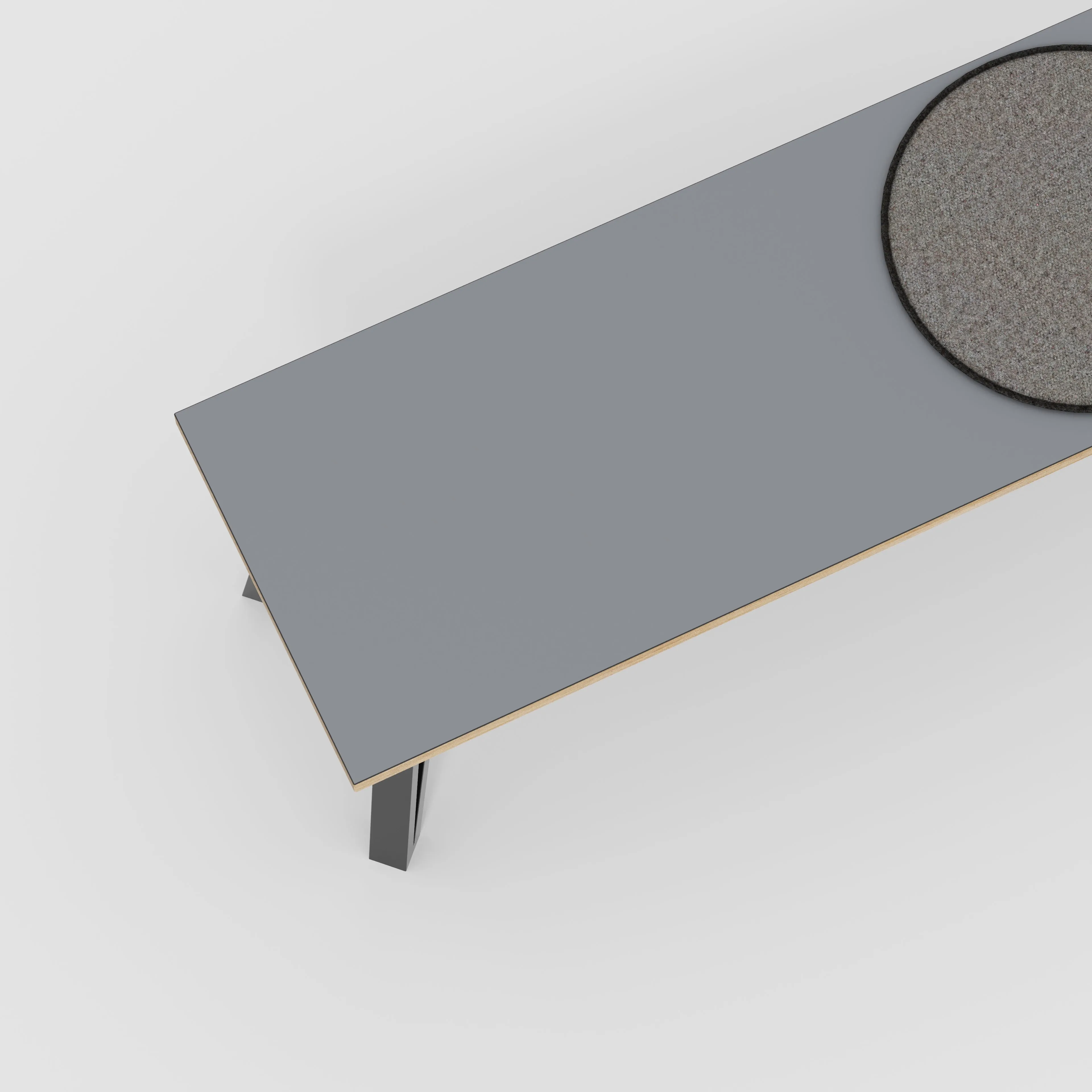 Plywood Bench Seat with Black Box Hairpin Legs - Formica Tornado Grey - 1200(w) x 400(d) x 450(h)