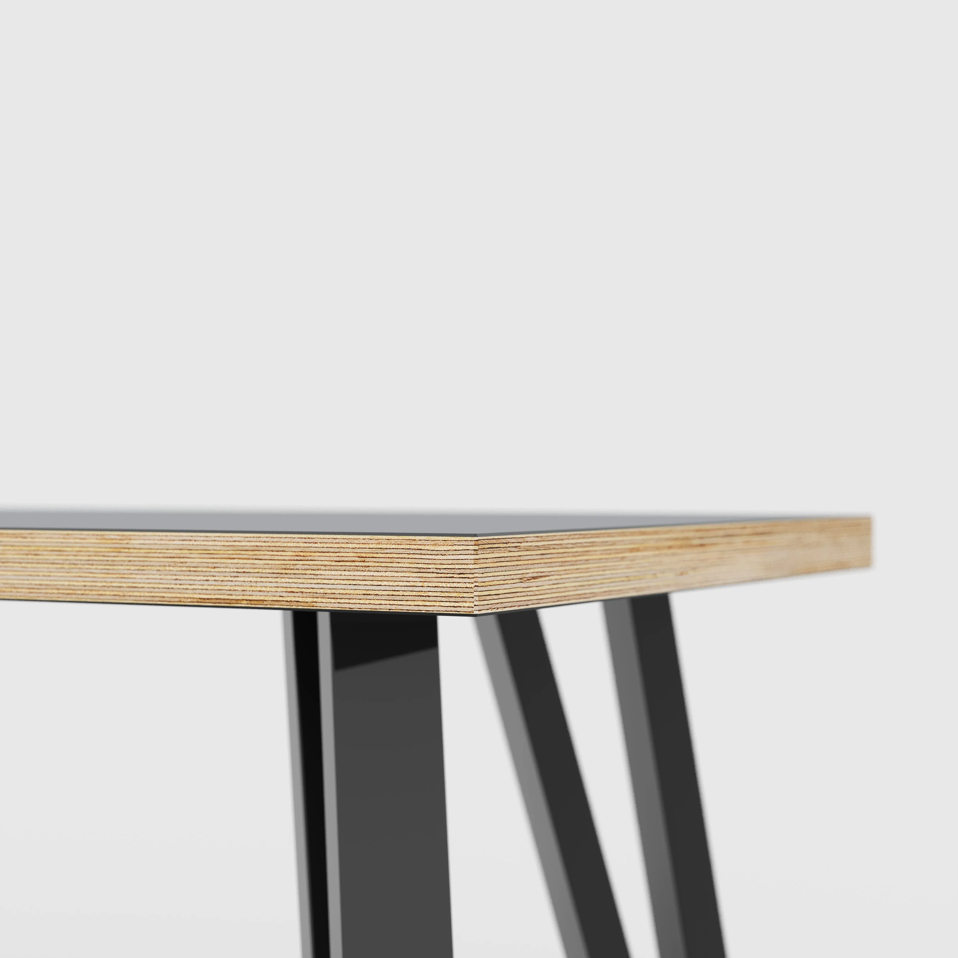 Plywood Bench Seat with Black Box Hairpin Legs - Formica Tornado Grey - 1200(w) x 400(d) x 450(h)