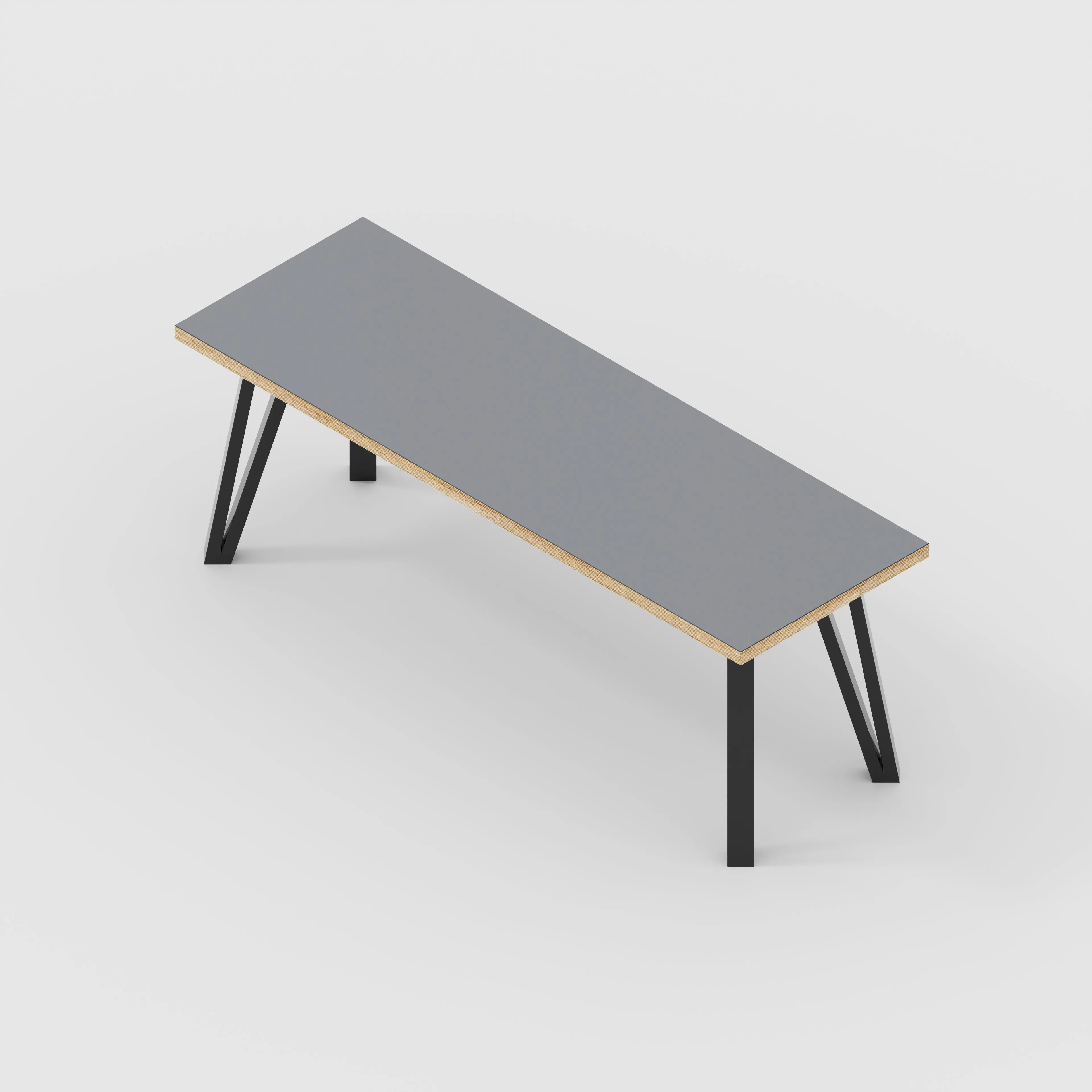 Plywood Bench Seat with Black Box Hairpin Legs - Formica Tornado Grey - 1200(w) x 400(d) x 450(h)