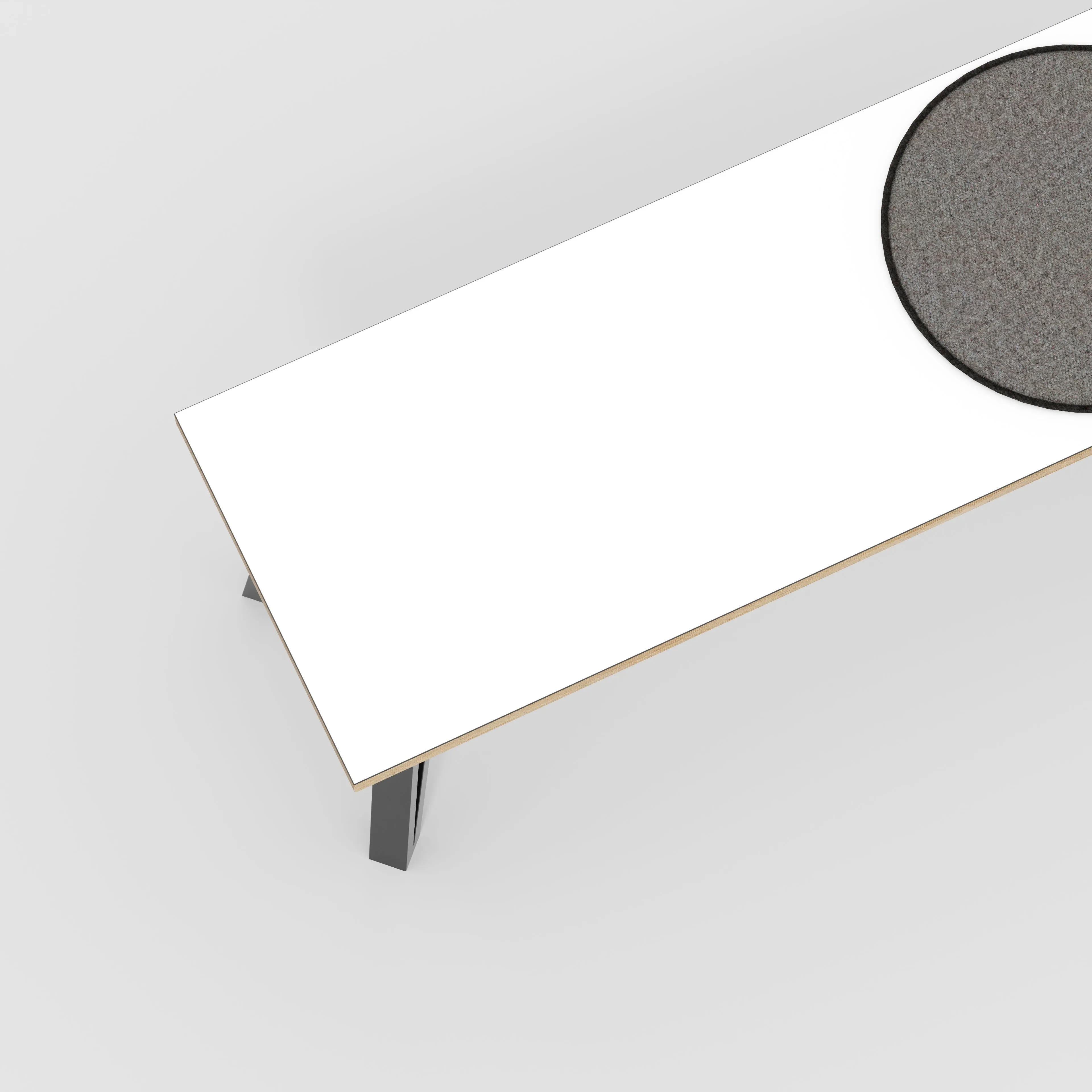 Plywood Bench Seat with Black Box Hairpin Legs - Formica White - 1200(w) x 400(d) x 450(h)