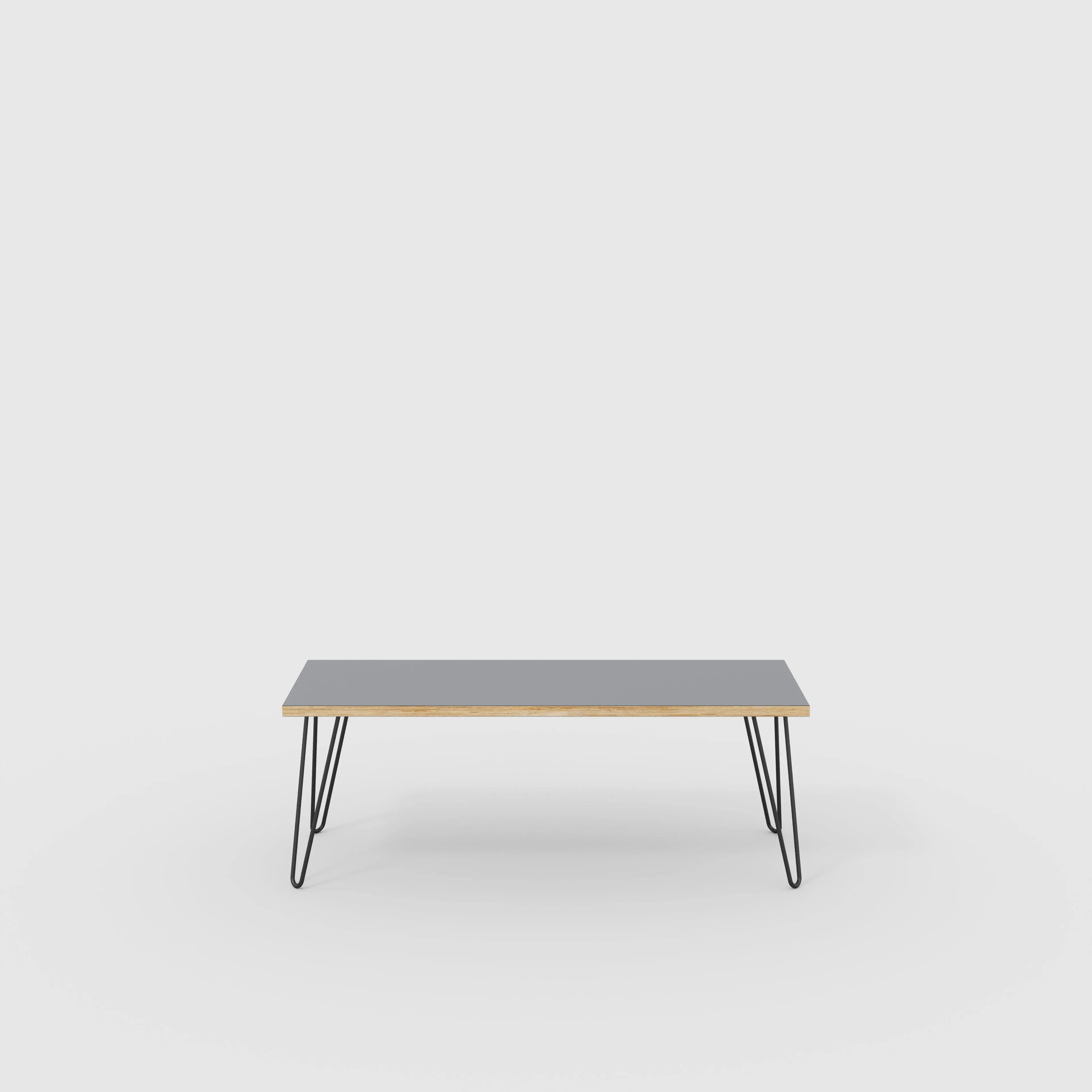 Plywood Bench Seat with Black Hairpin Legs - Formica Tornado Grey - 1200(w) x 400(d)