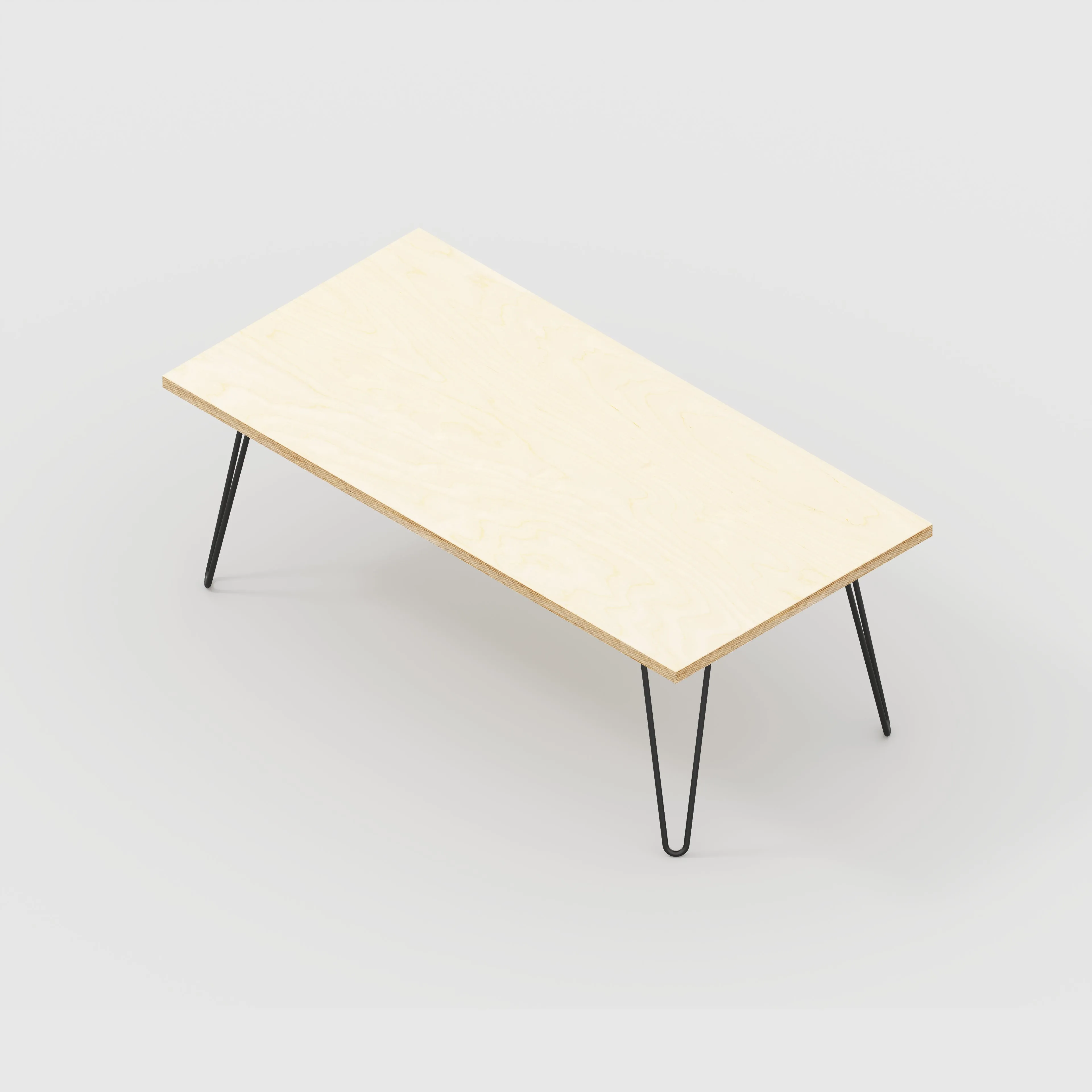 Plywood Coffee Table with Black Hairpin Legs - Plywood Birch - 1200(w) x 600(d) x 425(h)