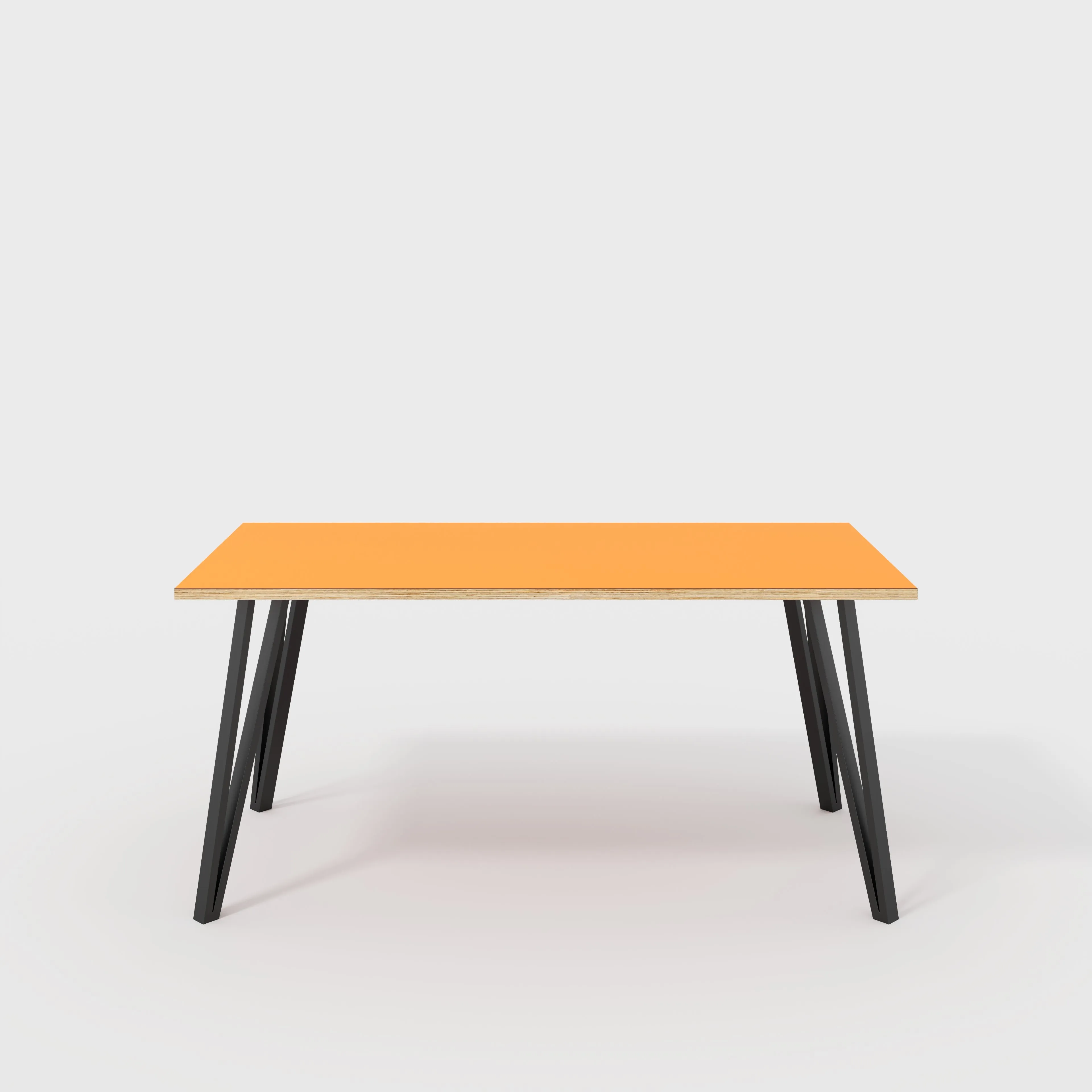 Plywood Desk with Black Box Hairpin Legs - Formica Levante Orange - 1600(w) x 800(d) x 735(h)