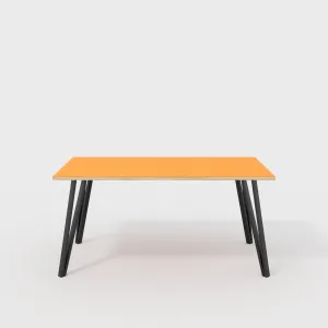 Plywood Desk with Black Box Hairpin Legs - Formica Levante Orange - 1600(w) x 800(d) x 735(h)