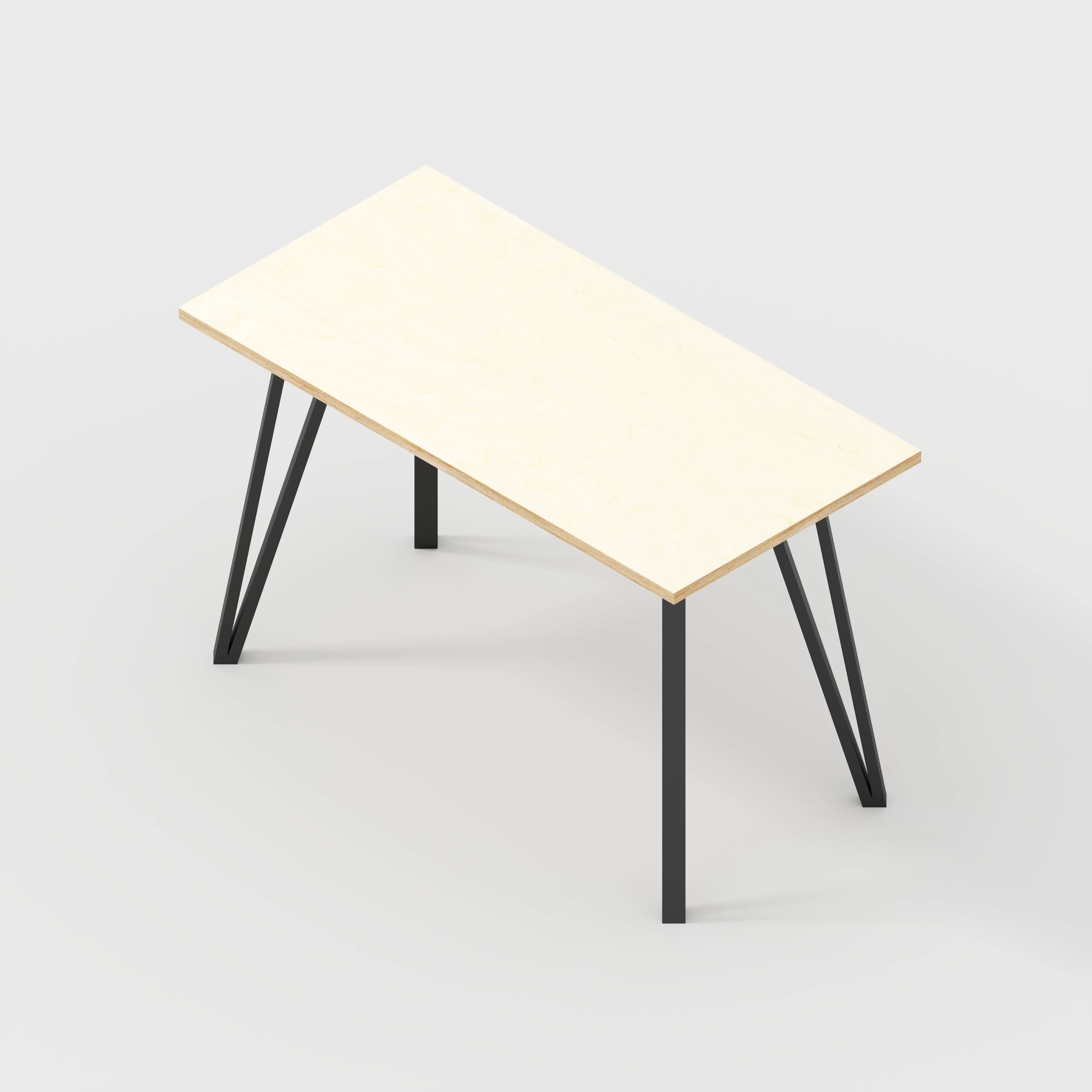 Plywood Desk with Black Box Hairpin Legs - Plywood Birch - 1200(w) x 600(d) x 735(h)