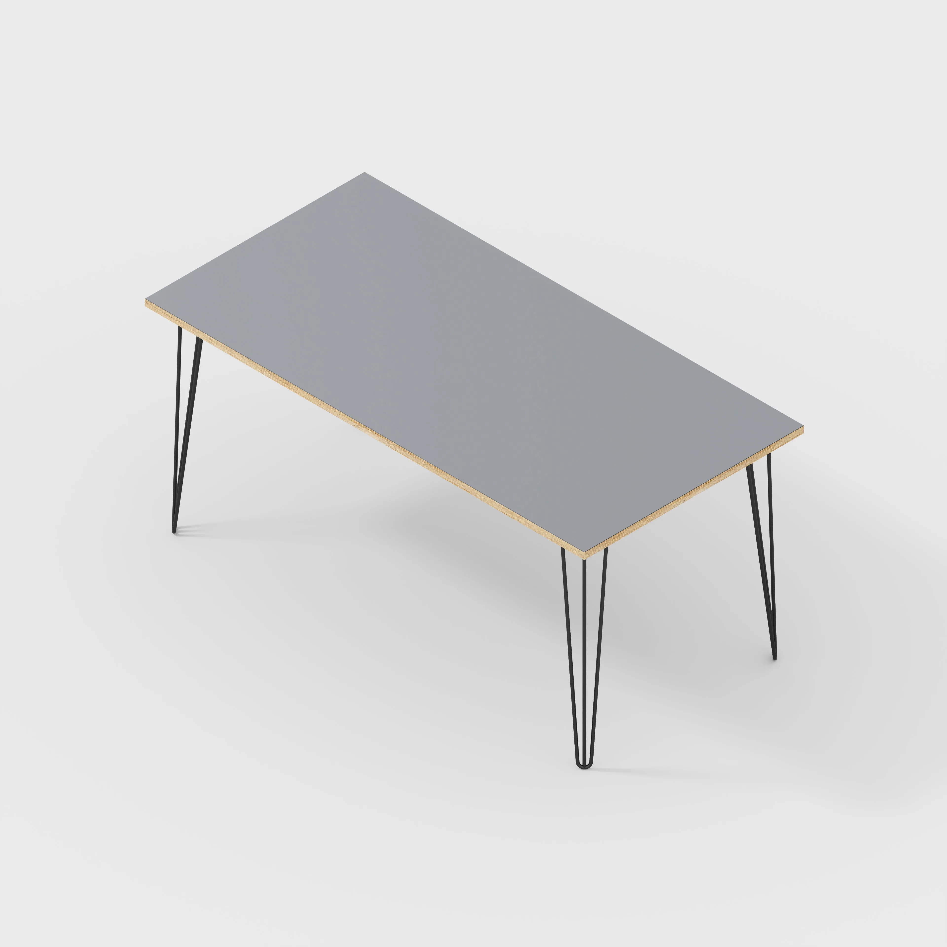 Plywood Desk with Black Hairpin Legs - Formica Tornado Grey - 1600(w) x 800(d) x 735(h)