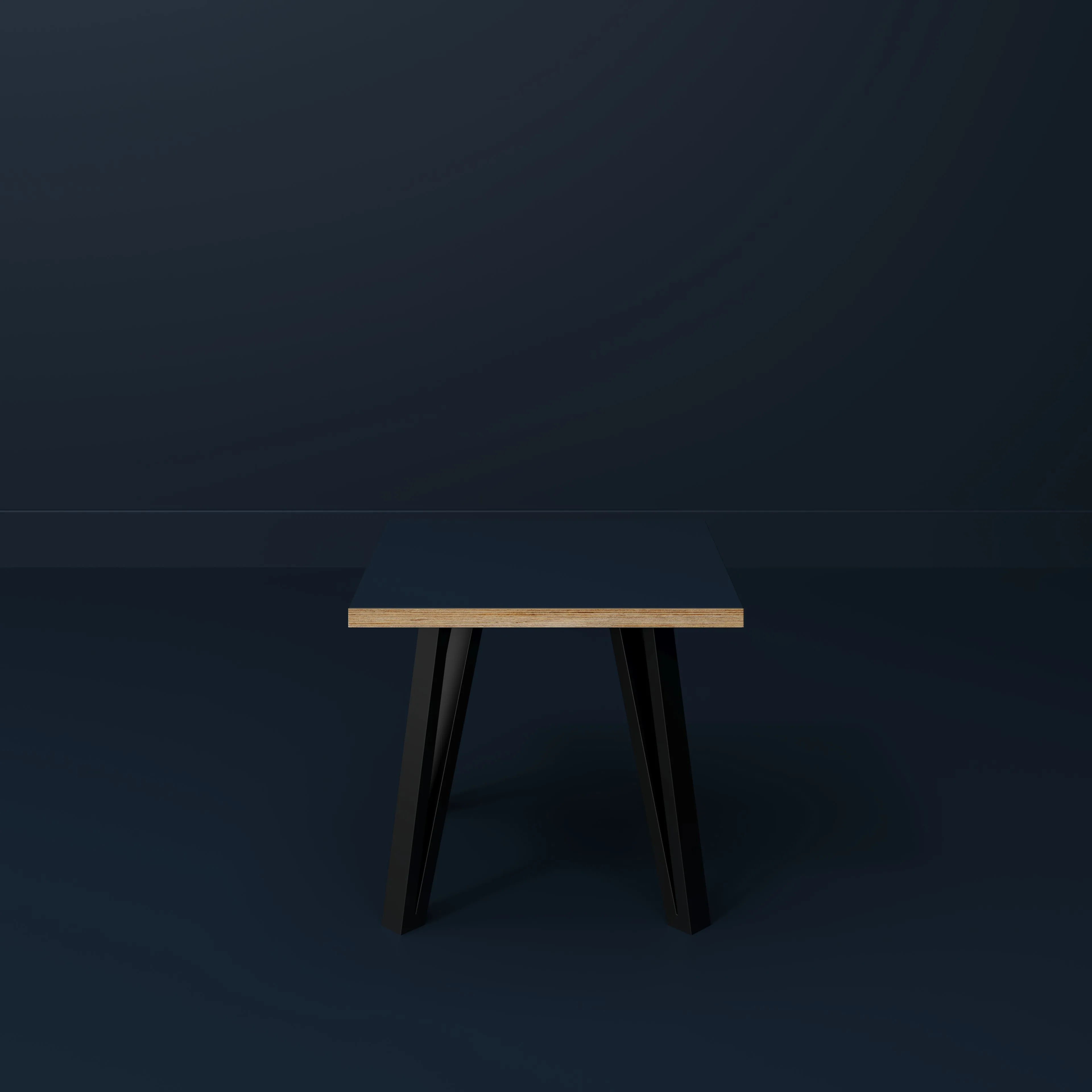Plywood Side Table with Black Box Hairpin Legs - Formica Night Sea Blue - 500(w) x 500(d) x 425(h)