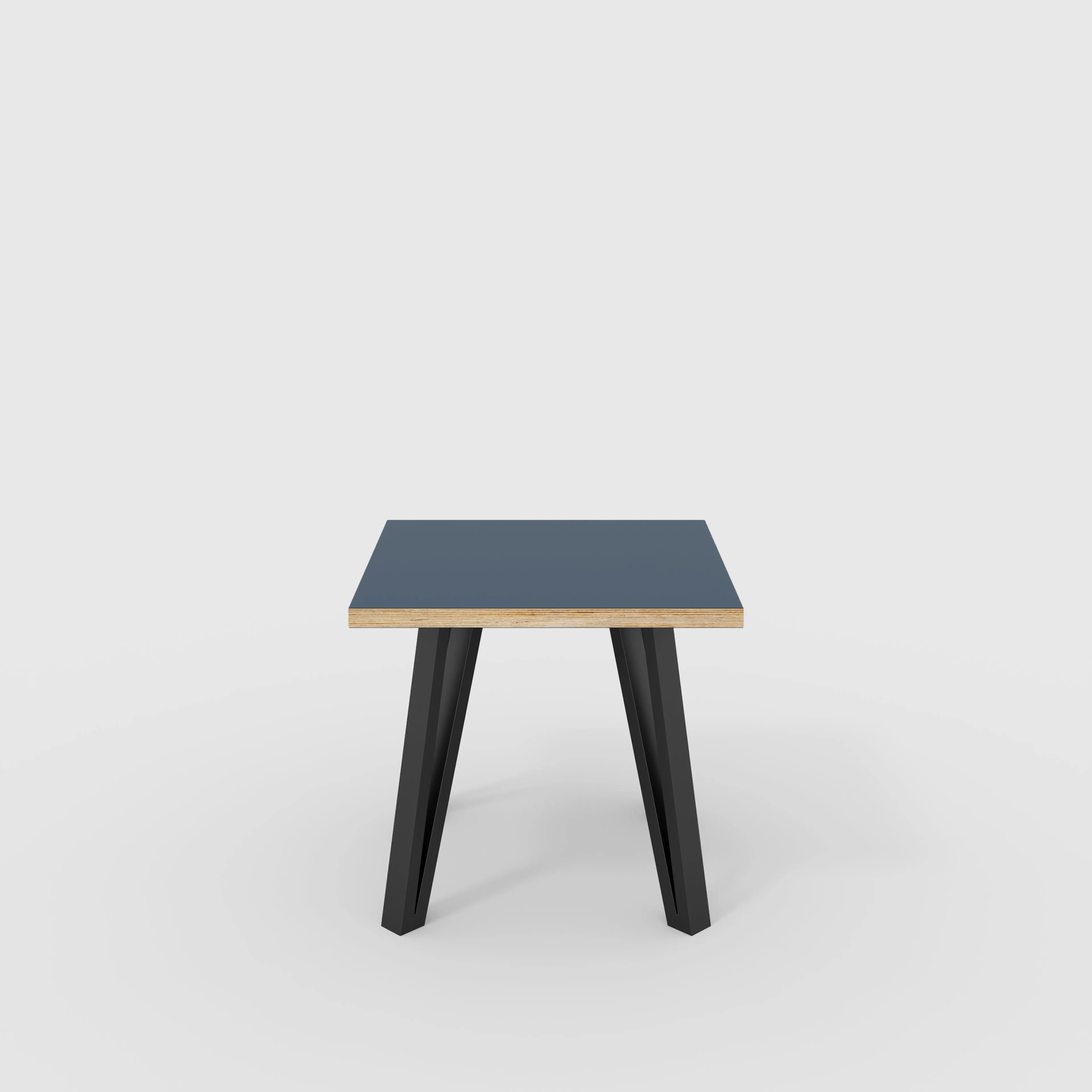Plywood Side Table with Black Box Hairpin Legs - Formica Night Sea Blue - 500(w) x 500(d) x 425(h)