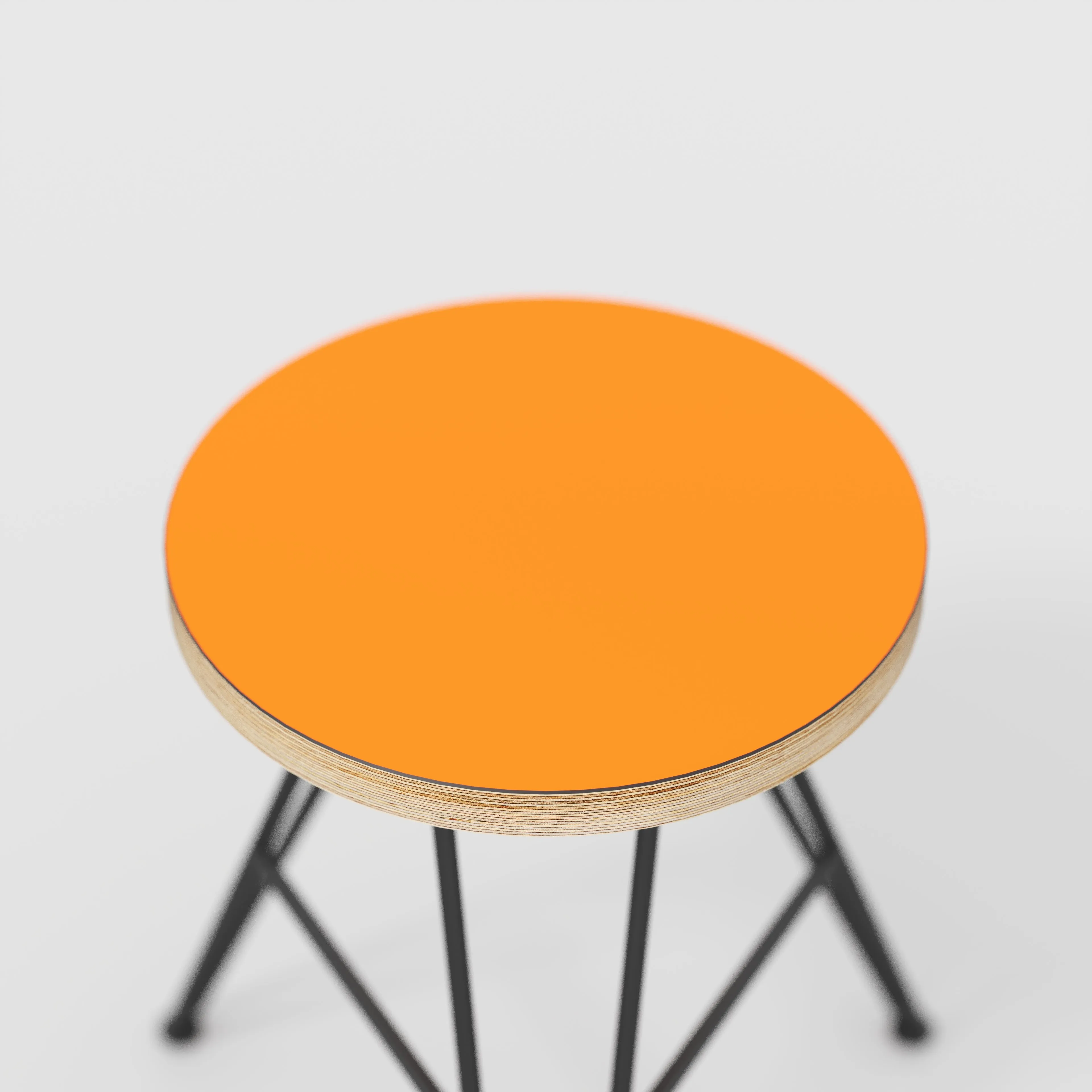 Plywood Stool with Black Hairpin Base - Formica Levante Orange