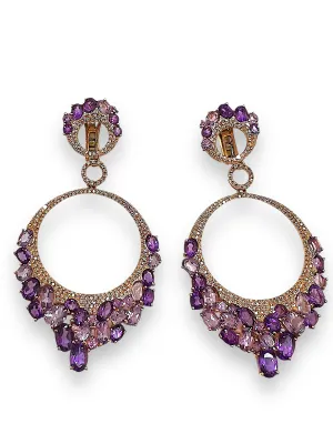 Purple Amythest and diamonds earrings